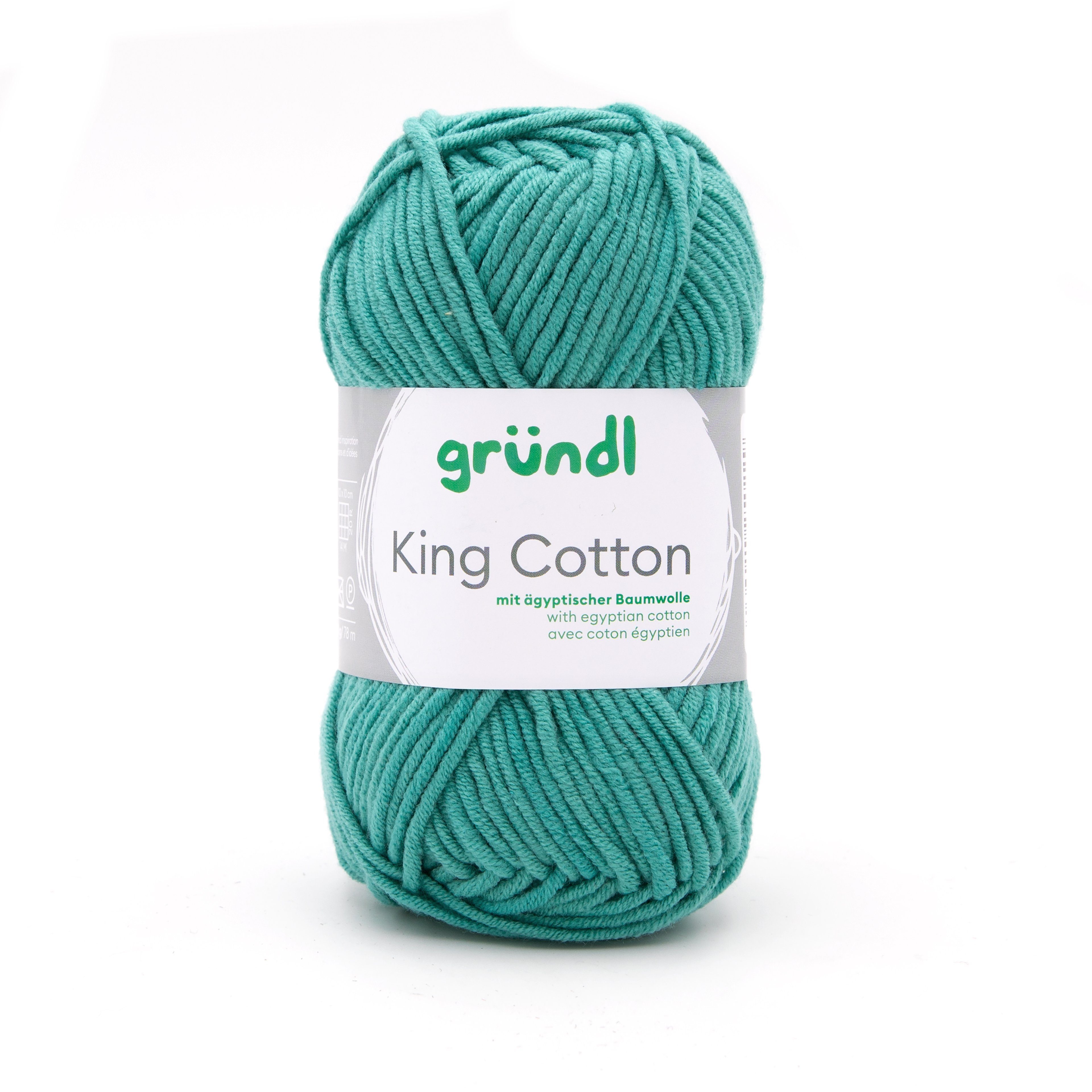 Gründl Wolle King Cotton Baumwollgarn Strickgarn Häkelwolle, 78,00 m (50g Handstrickgarn, Strickwolle, Baumwollmischgarn mit ägyptischer Baumwolle, zum Stricken und Häkeln für Nadelstärke 6 - 7 mm), mit Häkel - Anleitung zum download
