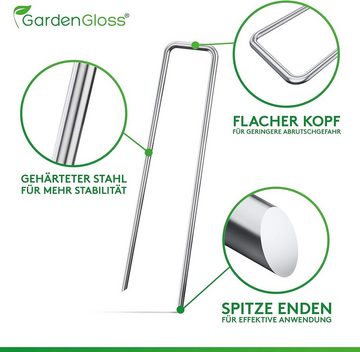 GardenGloss Bodenanker Stahl-Erdanker Gegen Rost, 200mm lang, 25mm breit, Ø 3.8mm, (25-St)