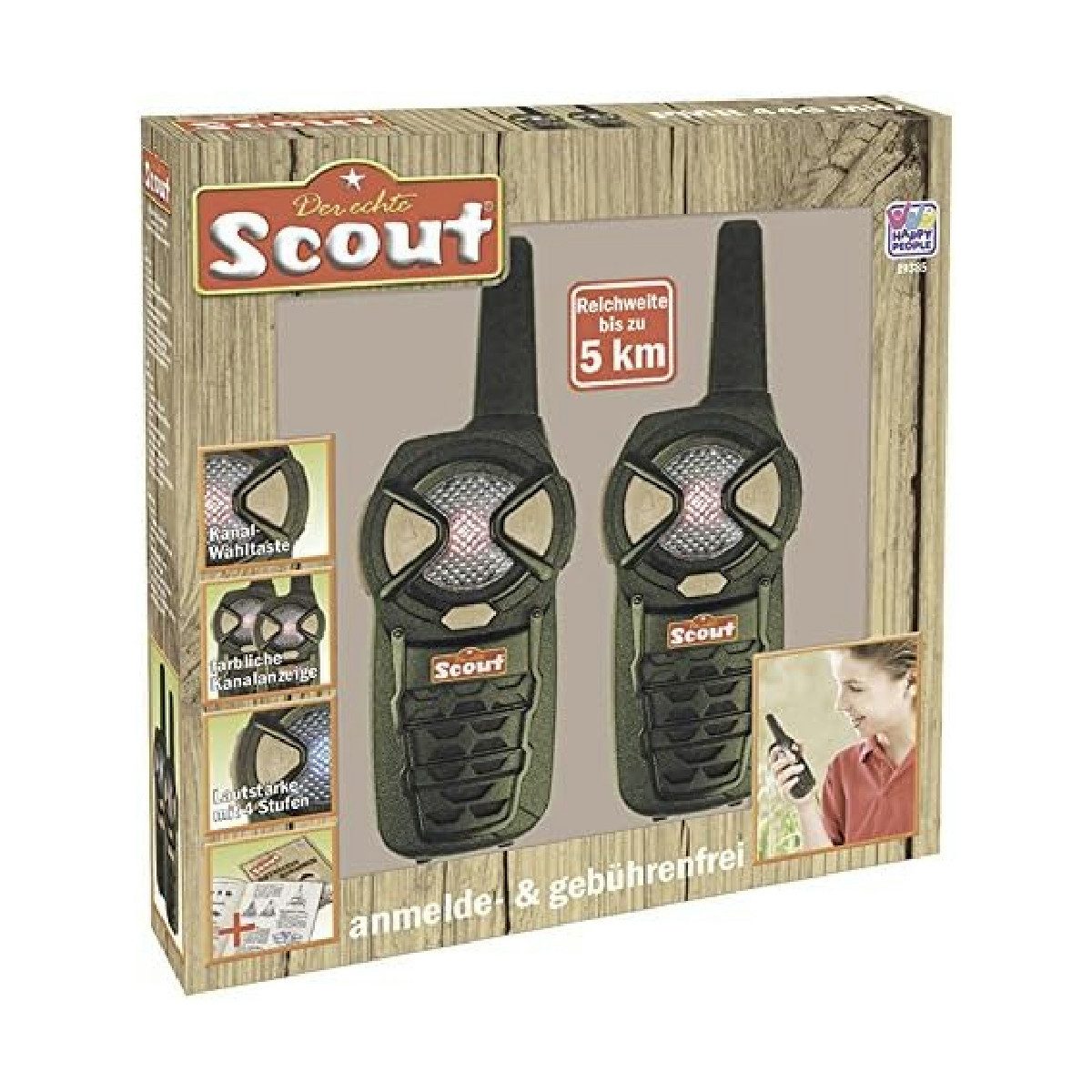Happy People Walkie Talkie SCOUT Walkie Talkie PMR 446 MHz, 6 Kanäle, bis zu 5 Km Reichweite