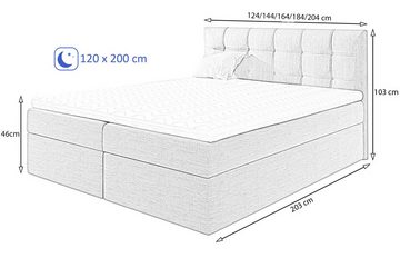 Beautysofa Boxspringbett Topiq (Bett für Schlafzimmer), 120, 140, 160, 180, 200 cm, mit 2x Bettkästen, Federkernmatratze