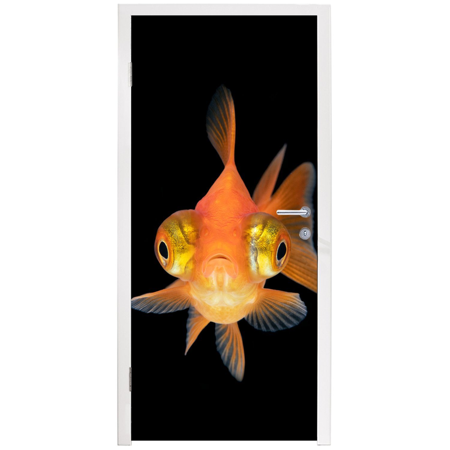 MuchoWow - für bedruckt, Matt, Fototapete - Goldfisch (1 Türtapete 75x205 Türaufkleber, St), Meerestiere Tür, cm Augen,
