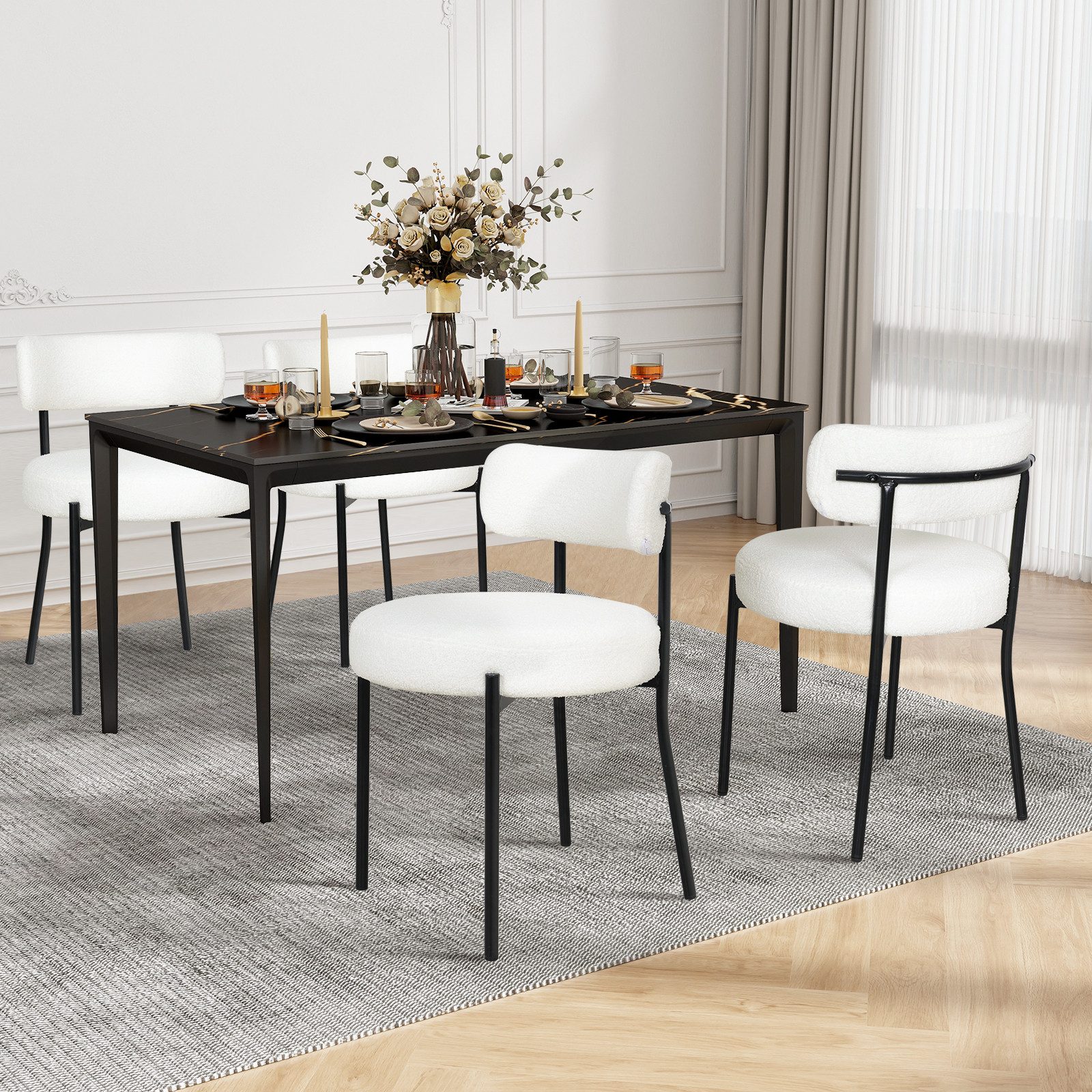 Puluomis Esszimmerstuhl (2/ 4/6er Set Bouclé mit Rückenlehnen, Polsterstühl günstig online kaufen