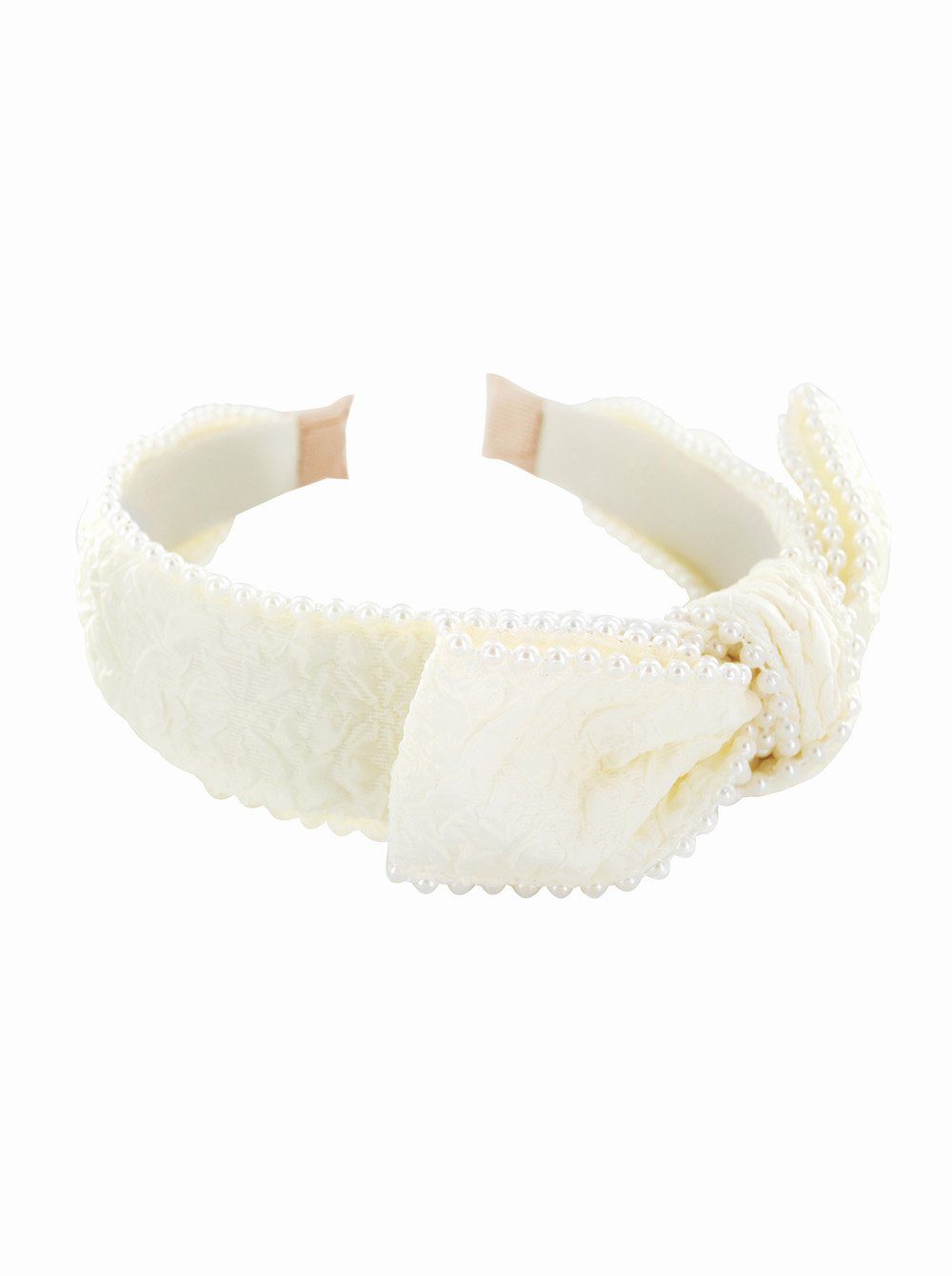 axy Haarreif Haarreif mit Perlen und große Schleife 14,5 cm x 4,5 cm, Vintage Damen Haareifen Haarband