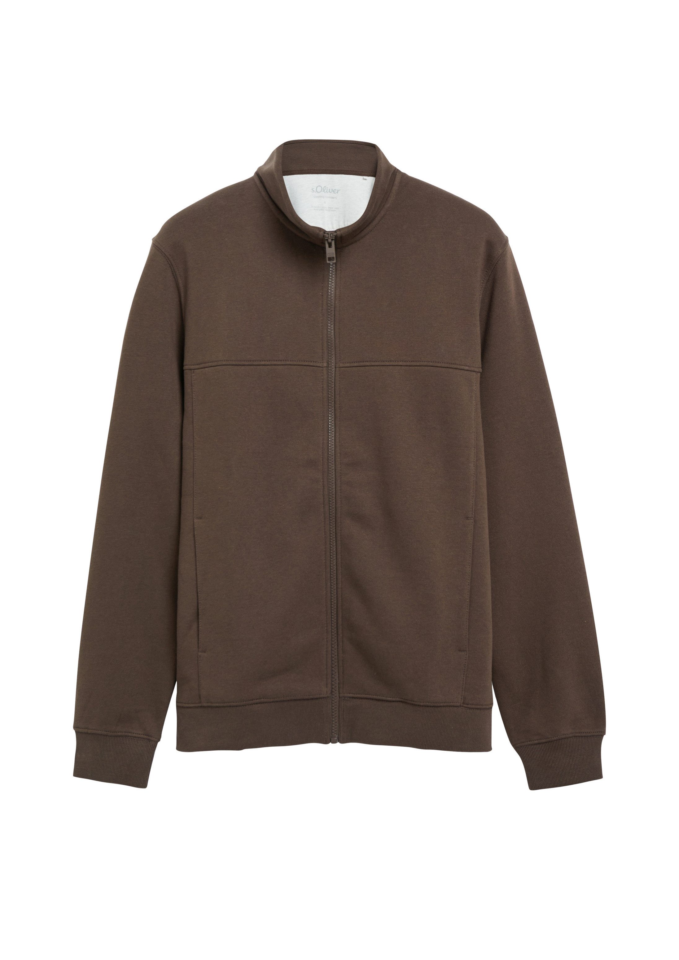 s.Oliver Sweatjacke Sweatshirt Jacke Sweatjacke mit Stehkragen und Eingrifftaschen