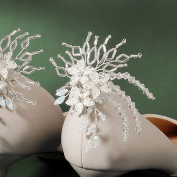 AUKUU Schuhanstecker DIY DIY Braut Hochzeitskleid Schuhdekoration Blumenschuh Blumen, exquisite handgemachte Kristallperlen Schuhschnalle