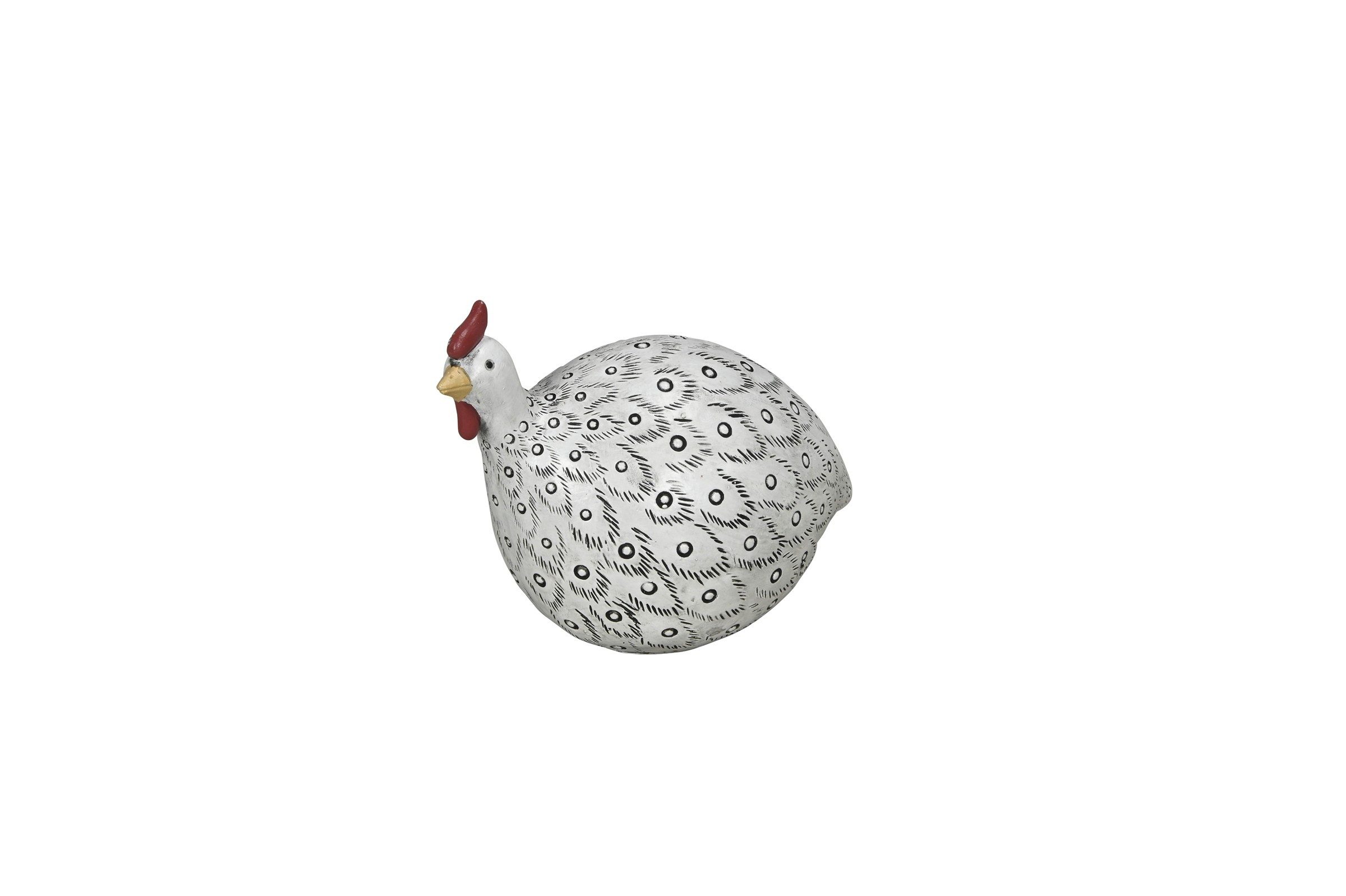 Dekofigur Perlhuhn Huhn weiss/schwarz Ø12x7cm H10cm Polyresin Ostern Figur
