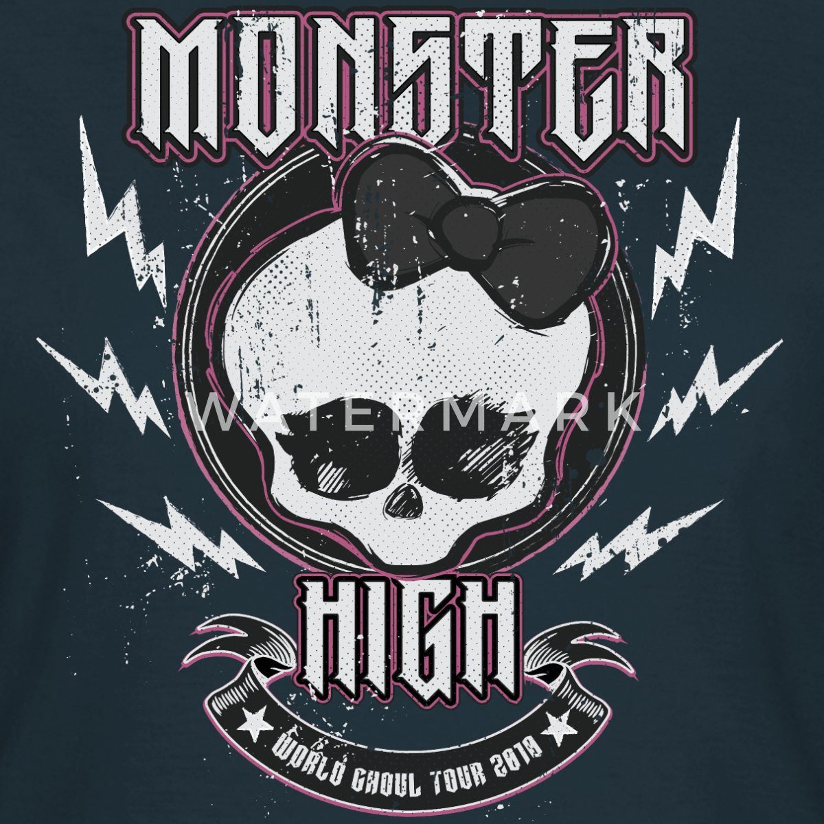 Spreadshirt T-Shirt Monster High™ World Ghoul Tour Totenkopf-Design Frauen T-Shirt (1-tlg) Slim Fit, fällt klein aus