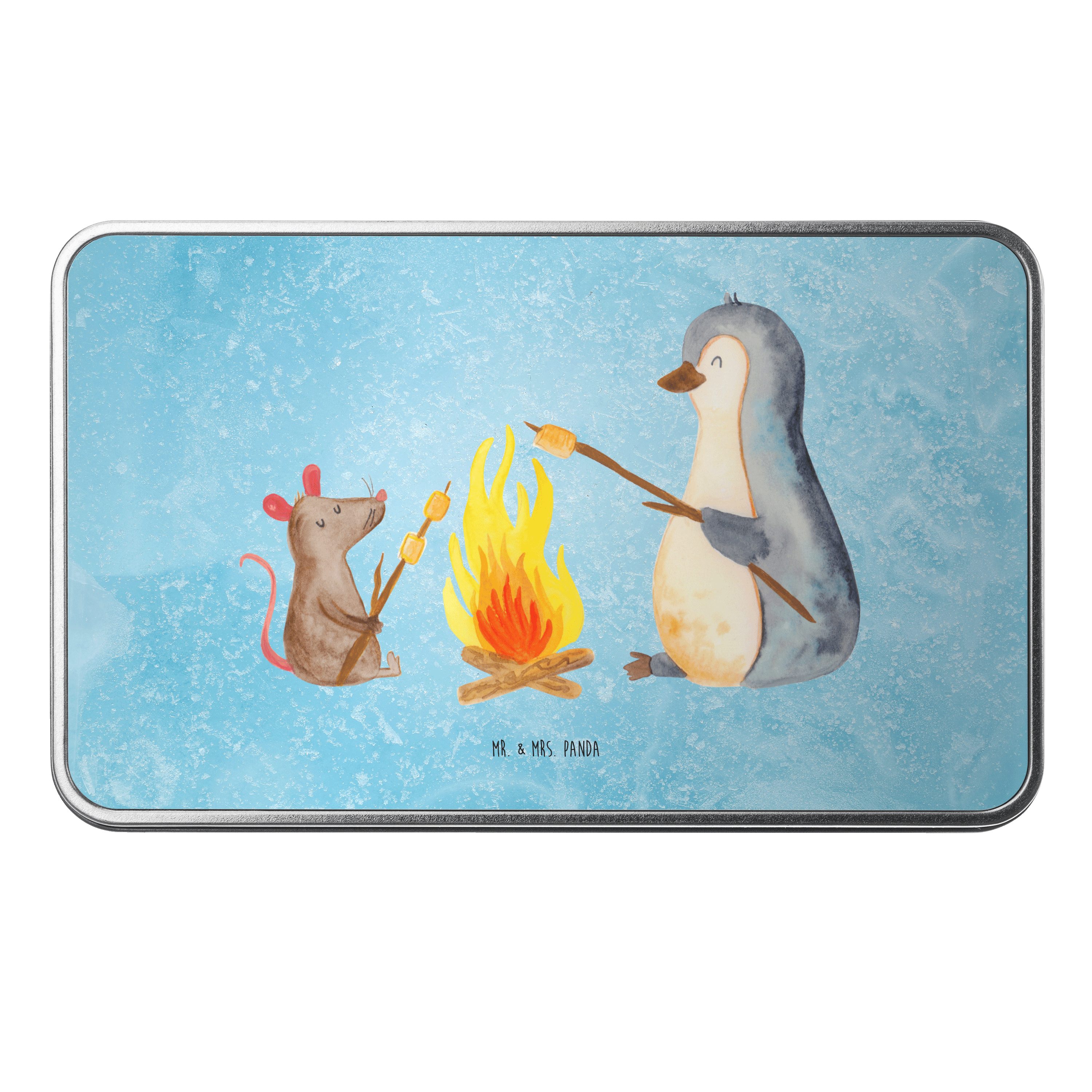 Mr. & Mrs. Panda Dose Pinguin Lagerfeuer, Dose, Eisblau, Lagerfeuer, Kaffeedose, Job, Arbei (Packung), Dose Verpackungsdose Metall Liebe