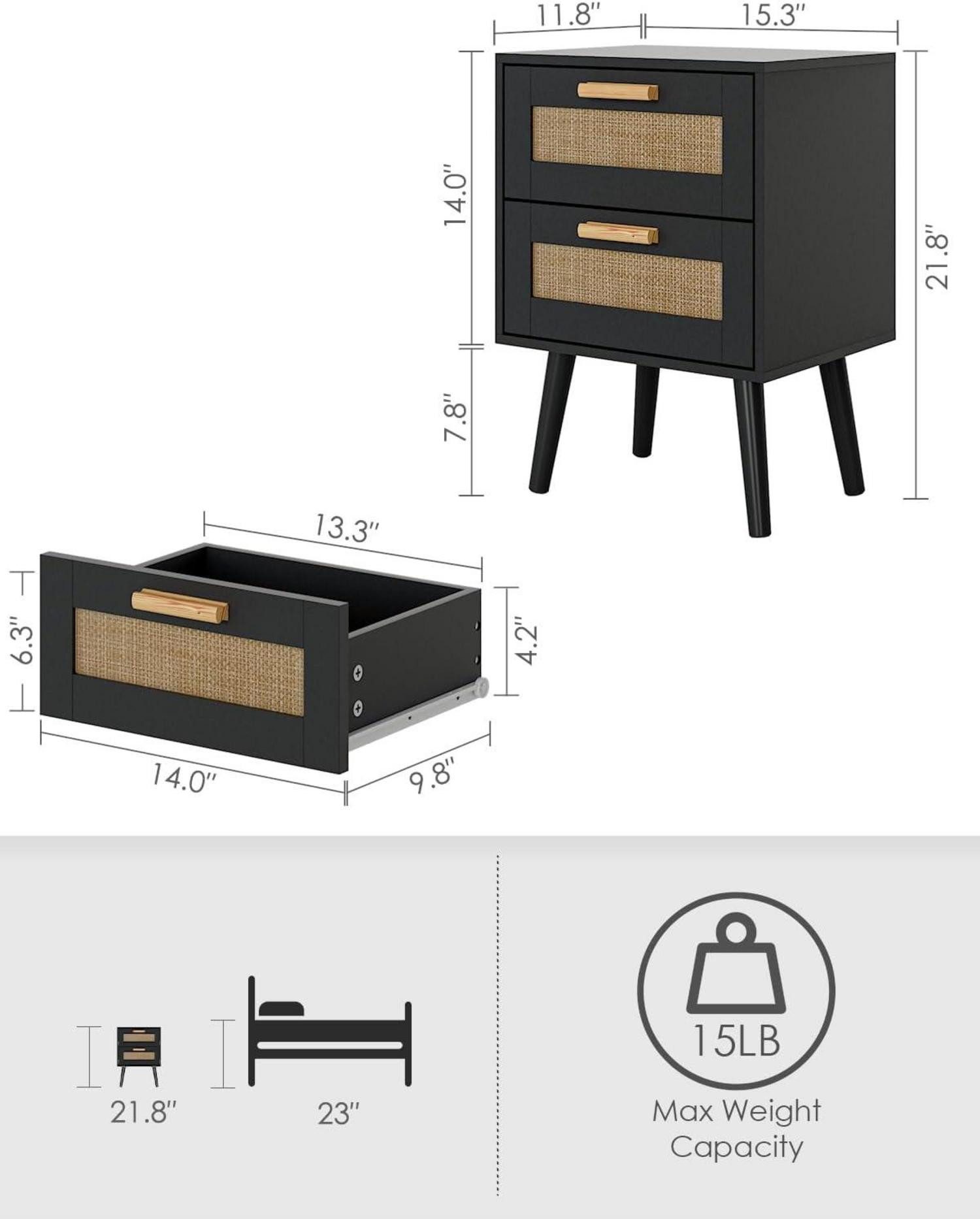 LuxusKollektion Nachttisch Nachttisch Rattan Beistelltisch Schublade günstig online kaufen