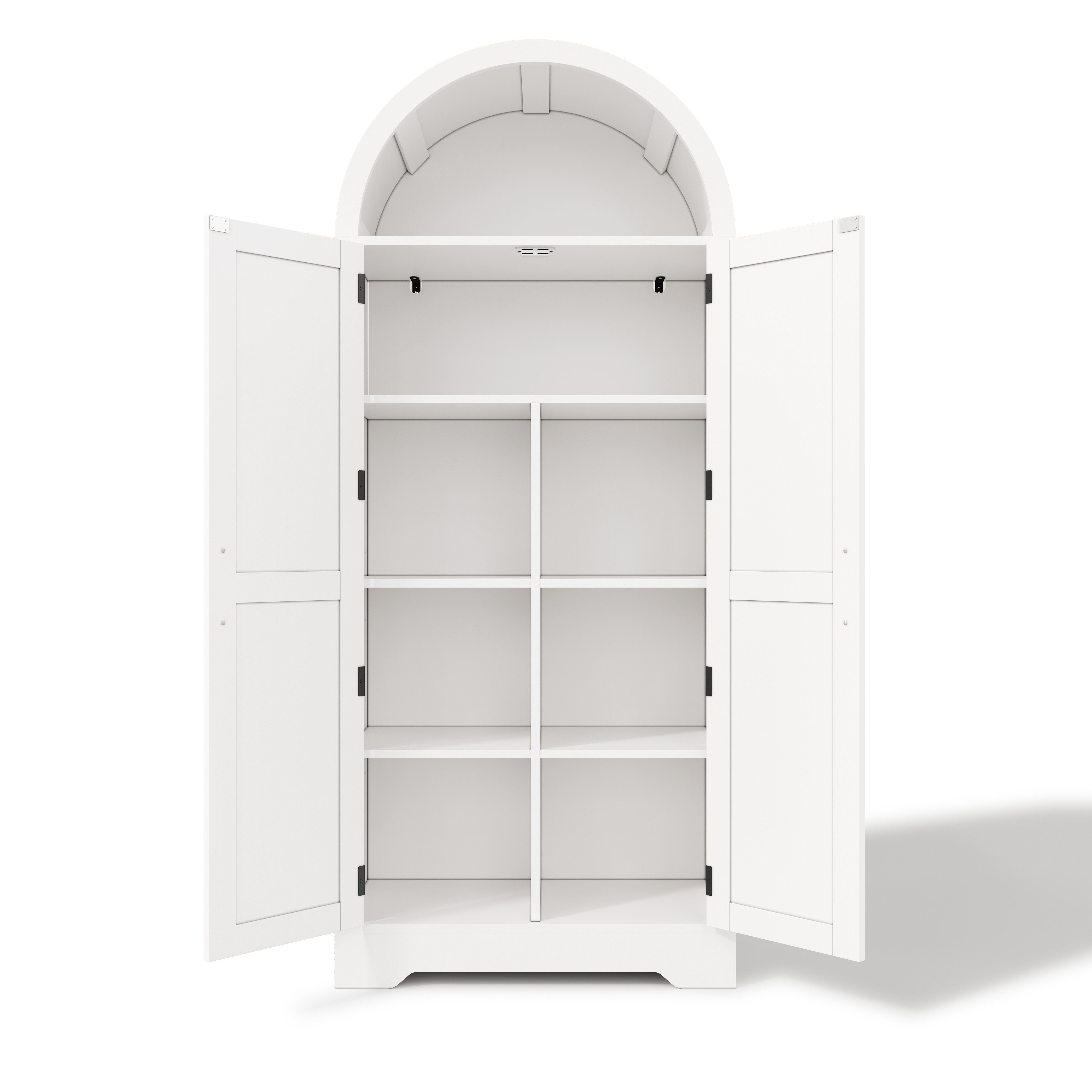 BlingBin Vitrine Hochschrank Gewölbter Schrank (1-St., mit verstellbare Einlegeböden und offenem Oberteil) für Küche,Esszimmer,Wohnzimmer,170×70×35cm