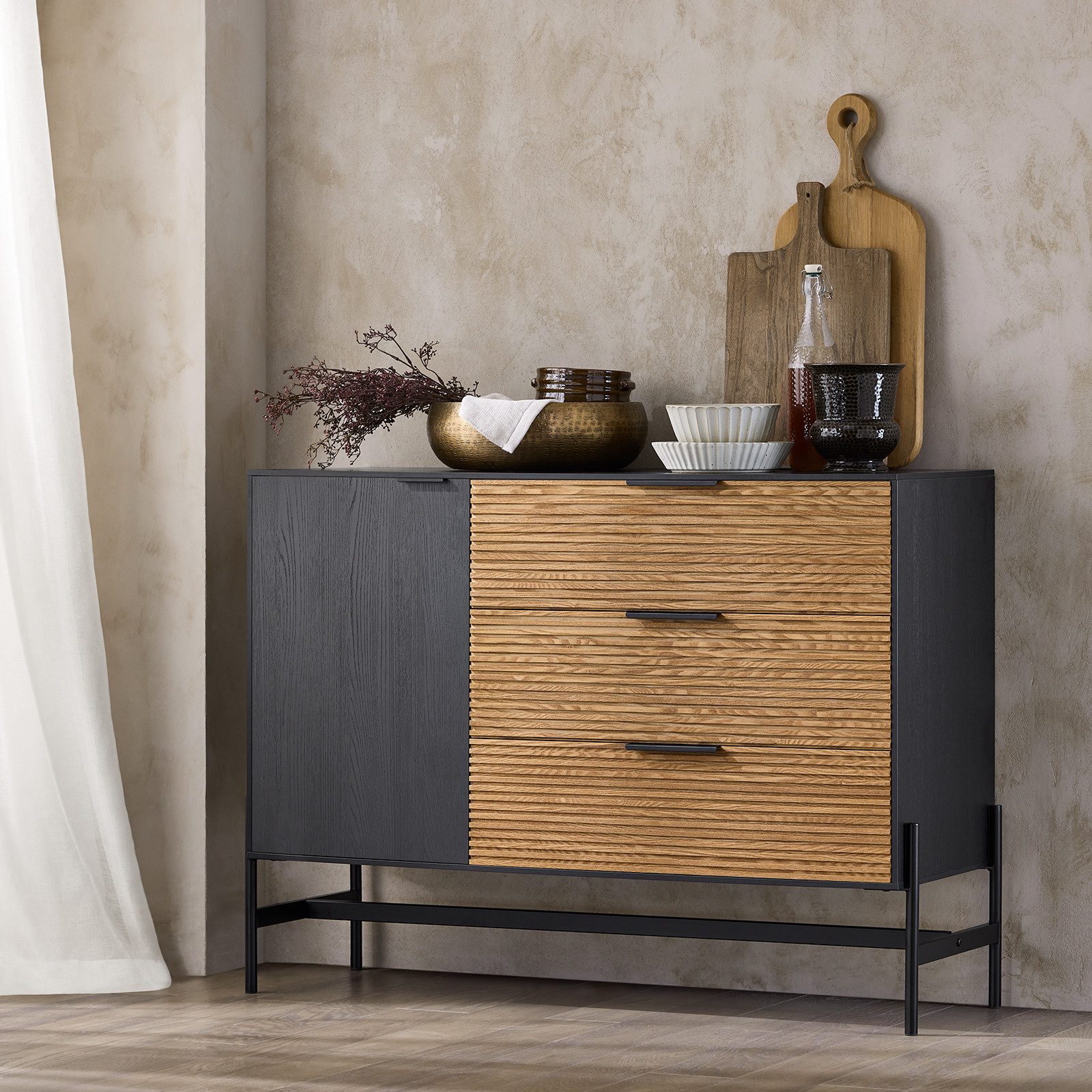 SoBuy Sideboard HFSB02, Küchenschrank Kommode Flurschrank Buffet Schuhschrank TV-Schrank