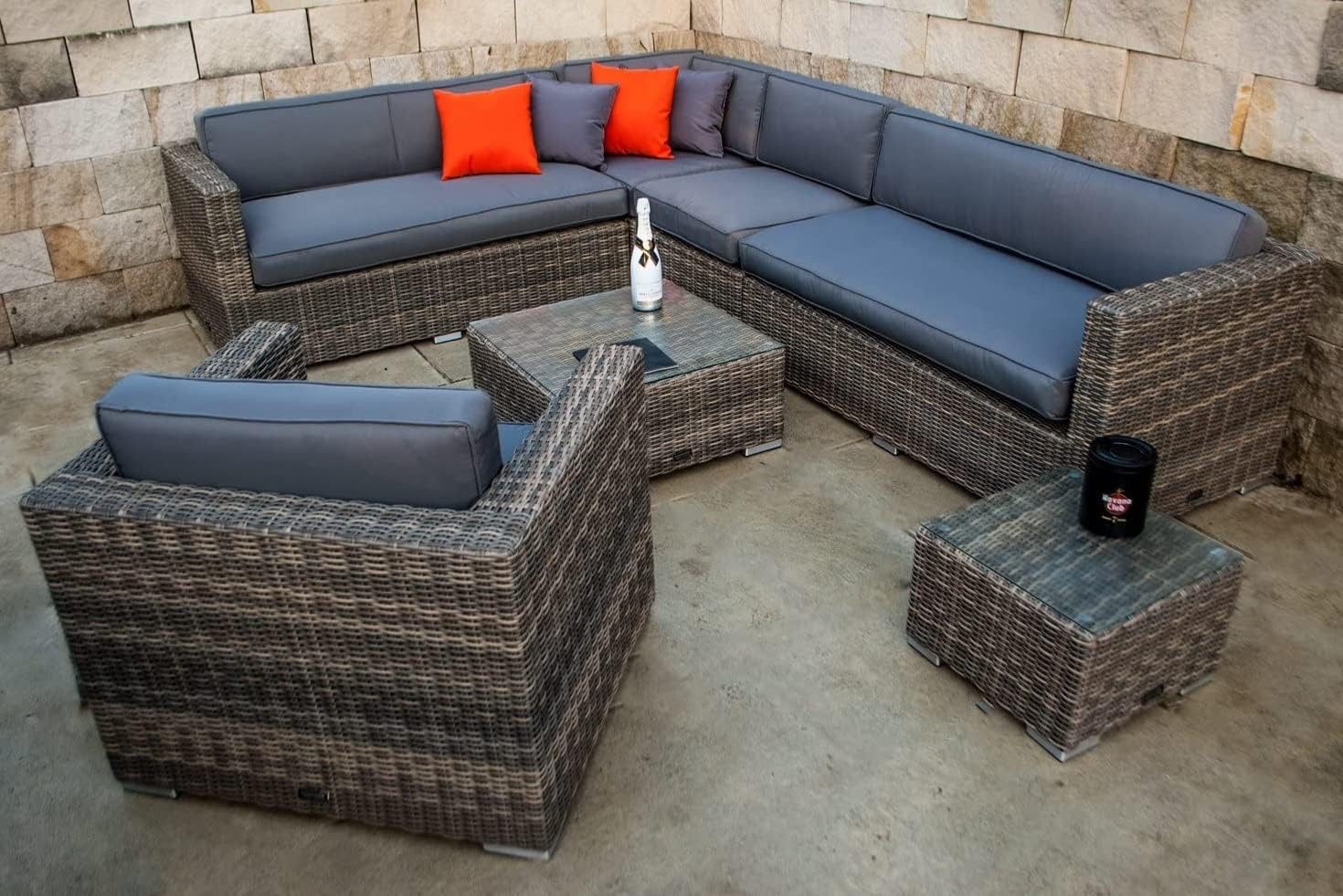 Ragnarök Möbel-Design Gartenlounge-Set Lounge Set Narvik, (Set, Ecklounge, Polyrattan, Alu), Sitzpolster ca. 16 cm dick und haben 2 intergrierte Härtegrade