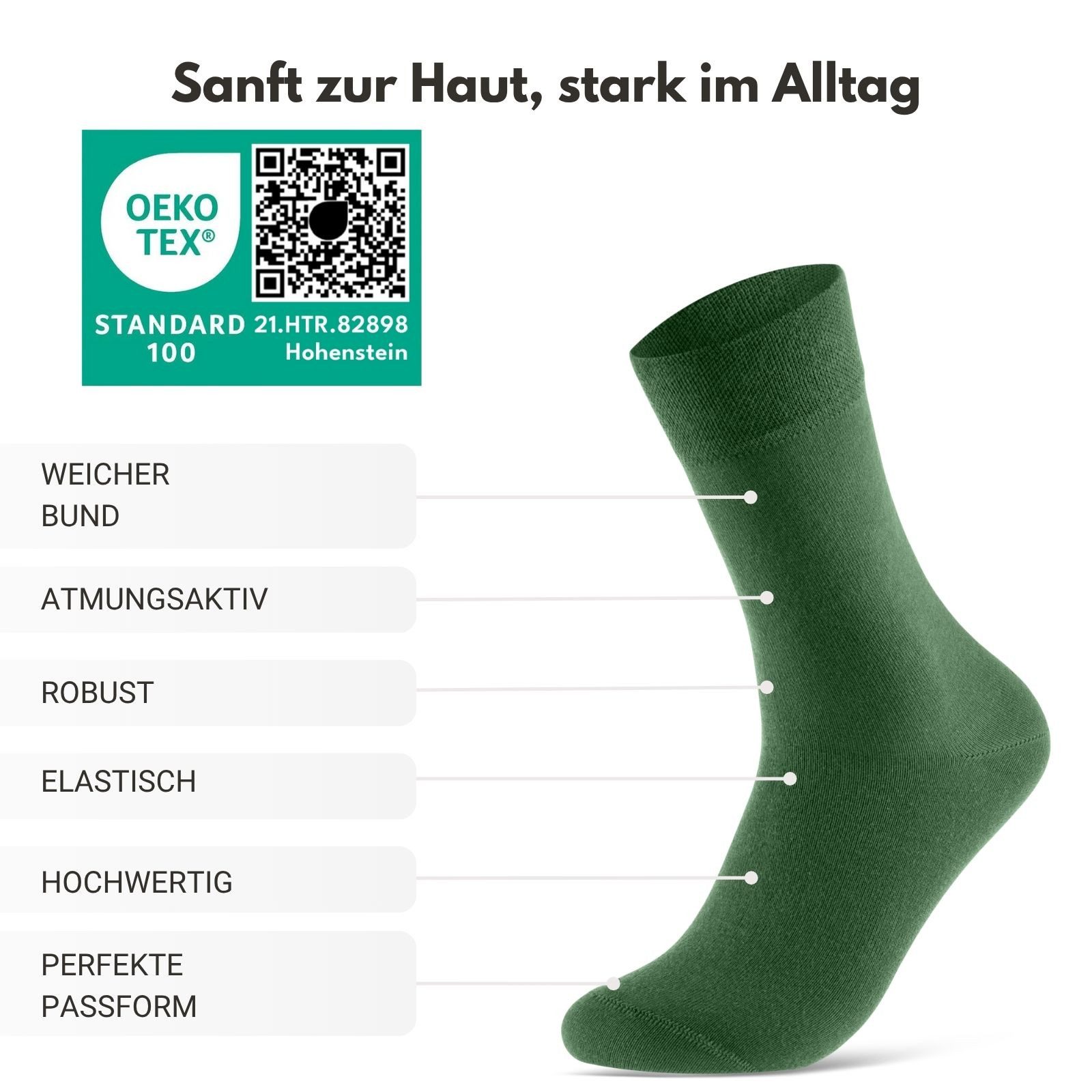 sockenkauf24 Businesssocken Premium Socken mit Komfortbund Herren & Damen Business Socken (Grün/Braun, 10-Paar, 47-50) aus gekämmter Baumwolle mit Pique-Bund, ohne Naht