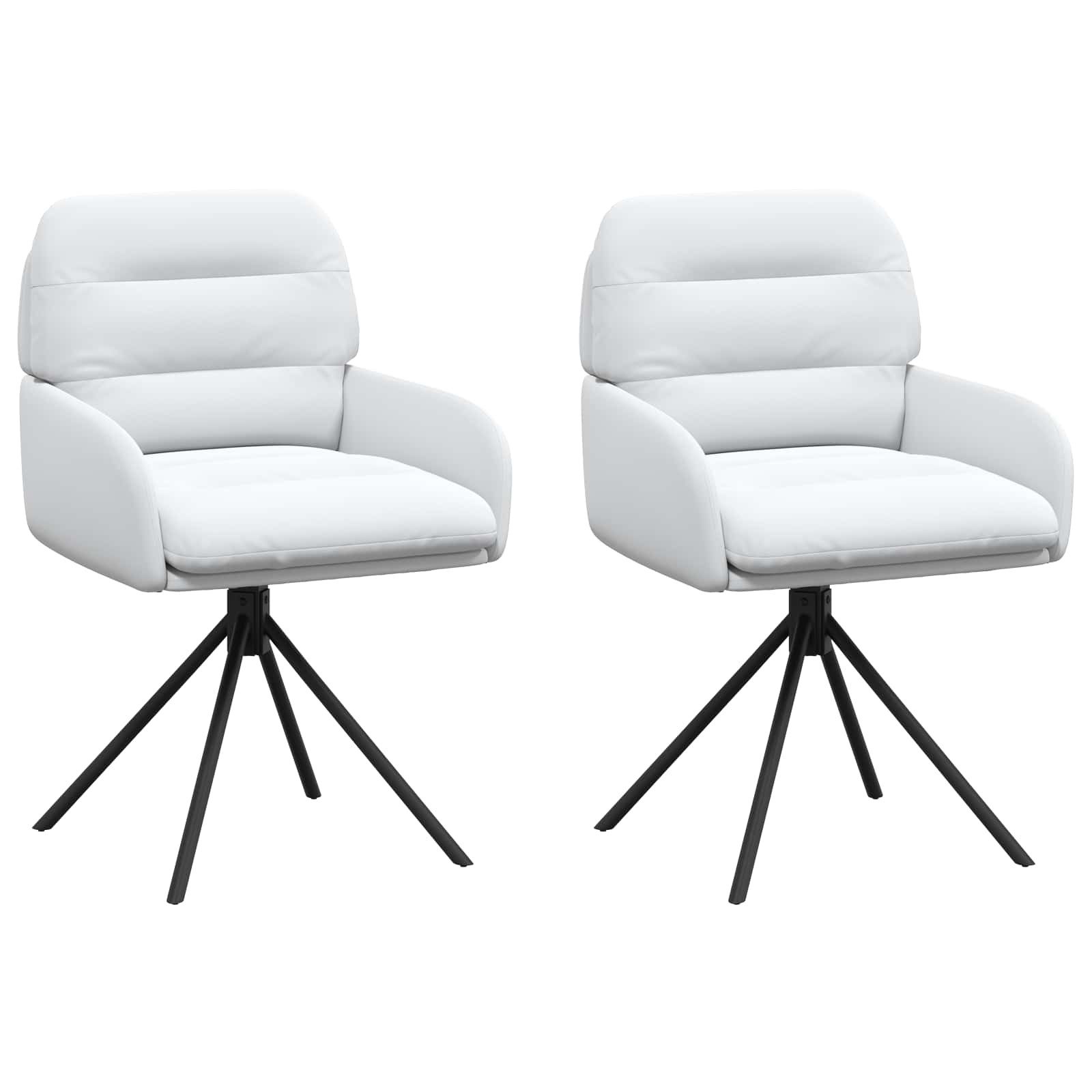 vidaXL Esszimmerstuhl Drehstuhl Esszimmer 2 stk. Kunstleder Weiß 59 x 59,5 x 90 cm (2 St)