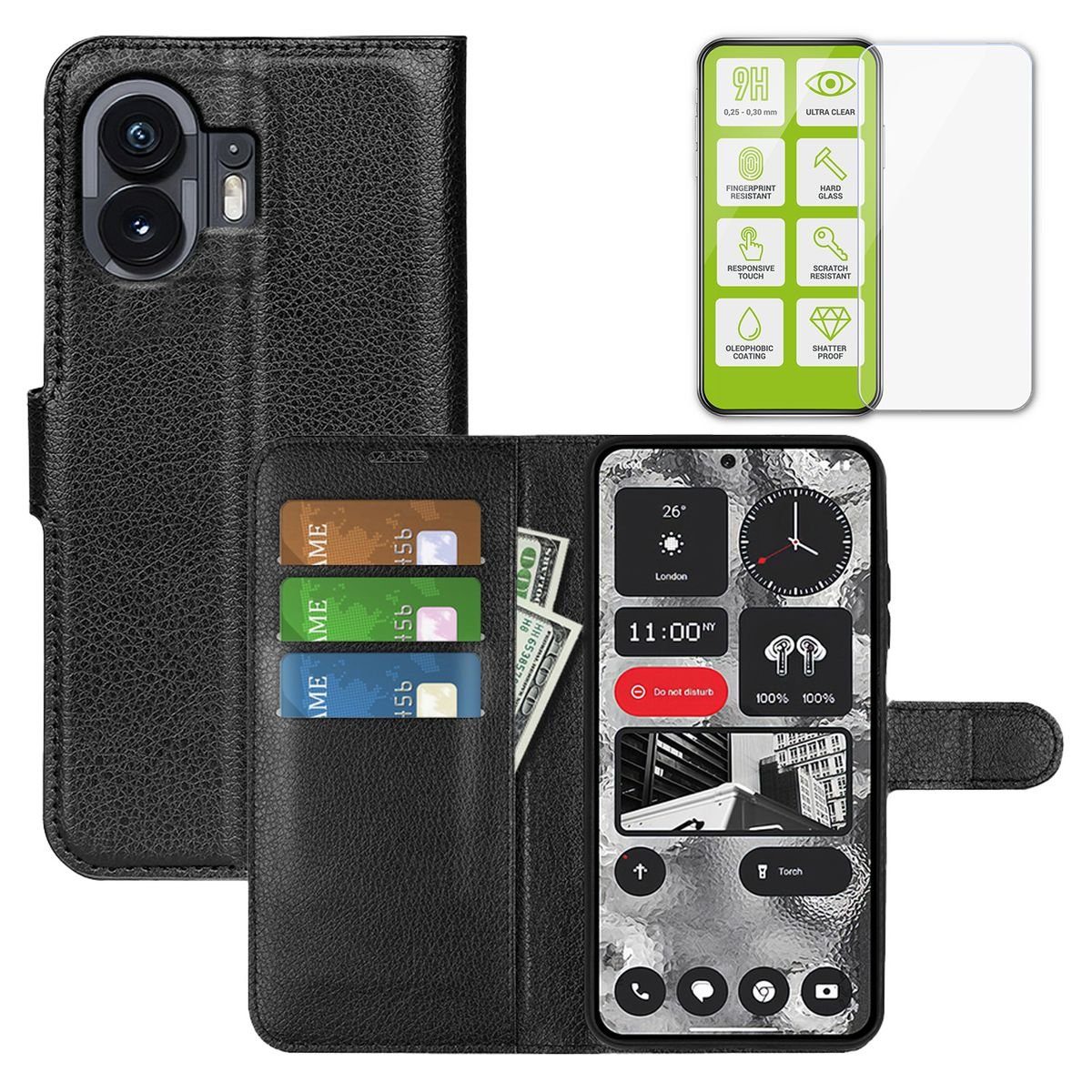 Wigento Handyhülle Für Nothing Phone 2 Handy Tasche Wallet Hülle Case Cover Schutz Etuis