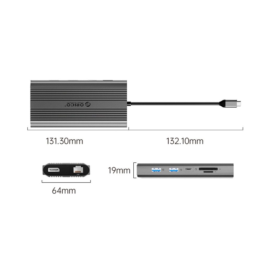 ORICO Orico XDR 12-in-1 USB-C Dockingstation 2x HDMI 4K 60Hz USB-Adapter