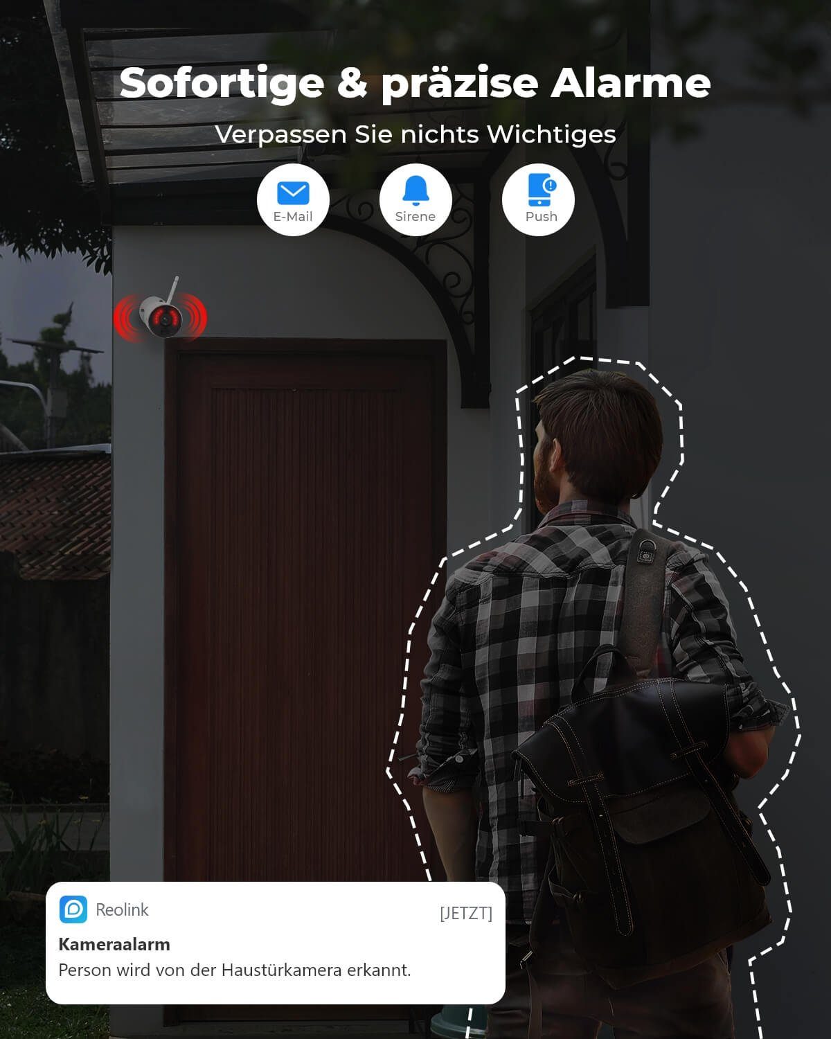 Reolink Überwachungskamera Argus Eco+Solarpanel 3MP Akku- oder solarbetriebene WLAN IP (Außenbereich, Personen-/Autoerkennung, IR-Nachtsicht)