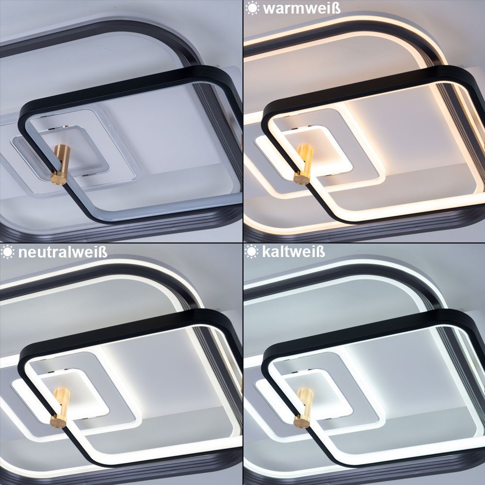 GLOBO LIGHTING LED Deckenleuchte, LED-Leuchtmittel fest verbaut, Kaltweiß, Warmweiß, Neutralweiß, Tageslichtweiß, LED Deckenleuchte Wohnzimmerleuchte Dimmbar Fernbedienung schwarz