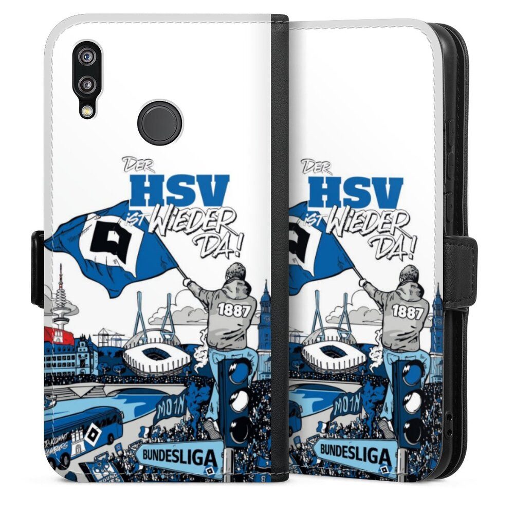 DeinDesign Handyhülle Hamburger SV Offizielles Lizenzprodukt Aufstieg, Huawei P20 Lite Hülle Handy Flip Case Wallet Cover Handytasche Leder
