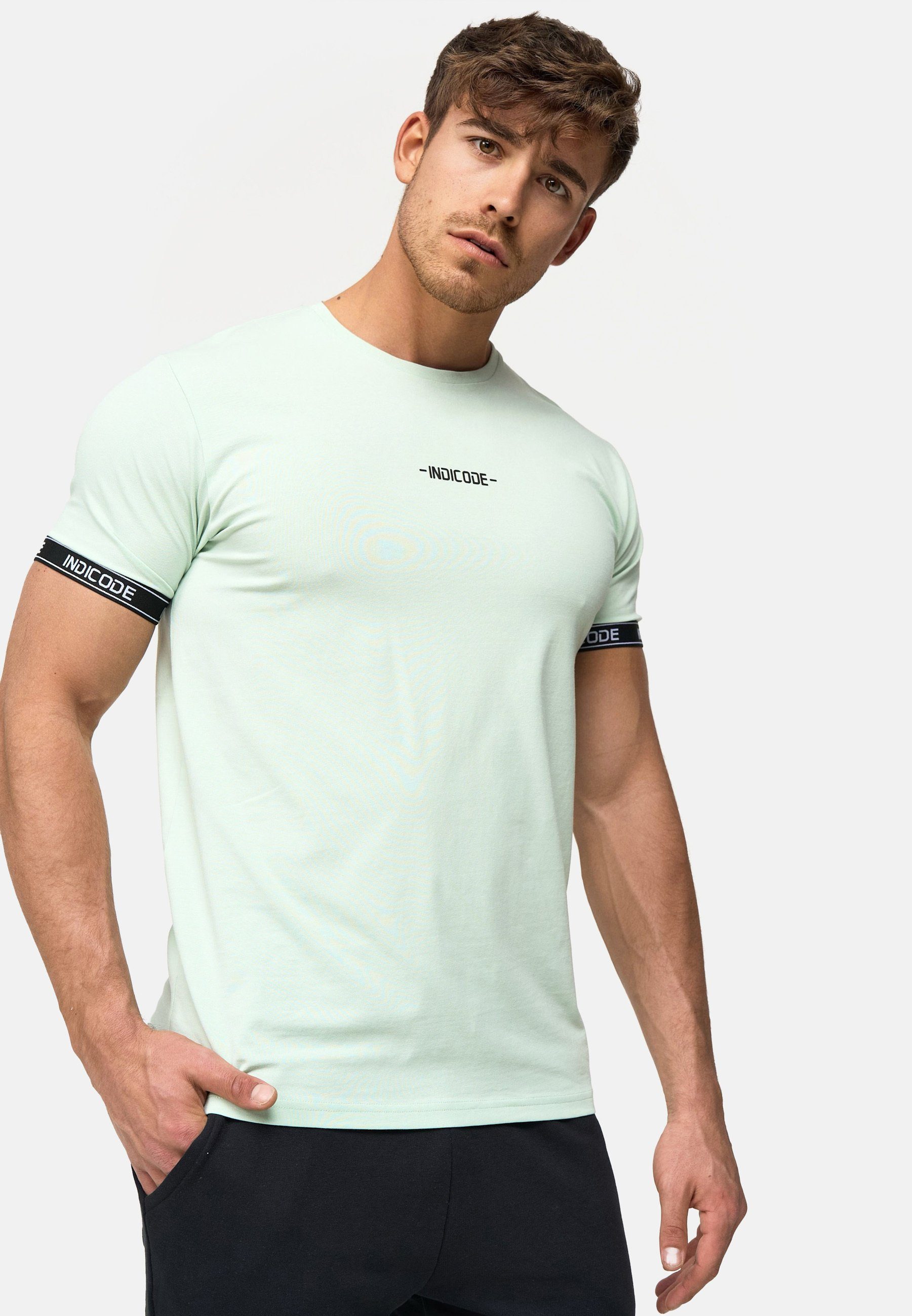 Indicode T-Shirt Herren Lutzy Shirt Tee Herrenshirt mit dezentem Logoprint auf der Brust