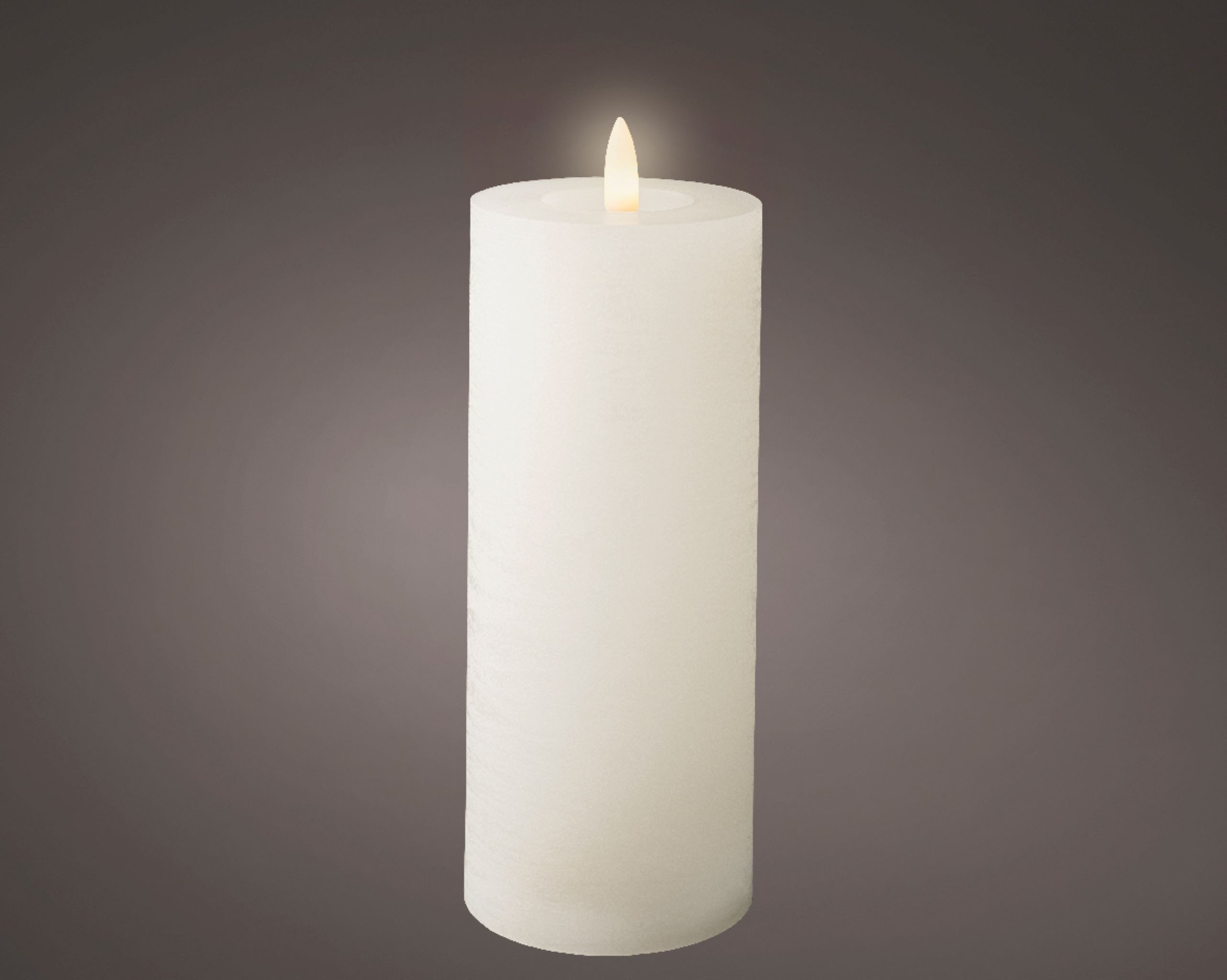 Lumineo LED-Kerze, Timer, warmweiß, LED Kerze 7x19cm mit Timer Wachs Rustik Weiß / Warmweiß