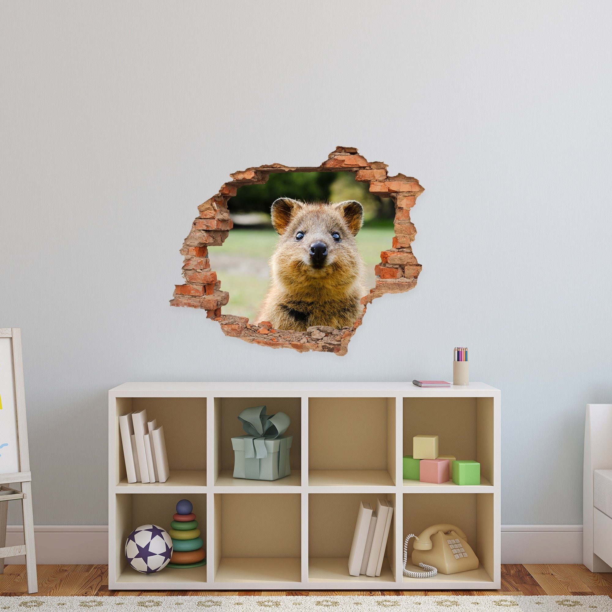 WallSpirit Wandtattoo Wanddurchbruch "Quokka", Selbstklebend, rückstandslos abziehbar
