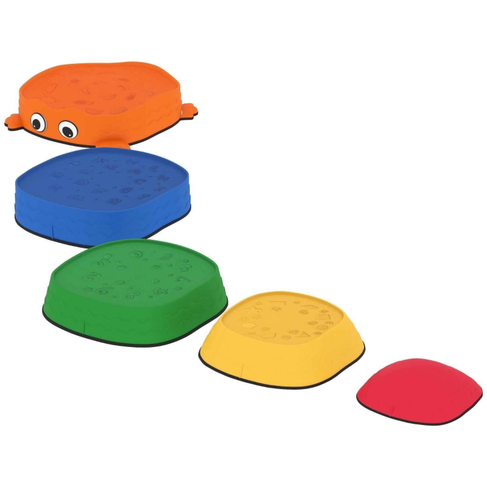 FELIXLEO Stapelspielzeug 5er Set Trittsteine Balancieren stapelbar Froschform Kunststoff Bunt
