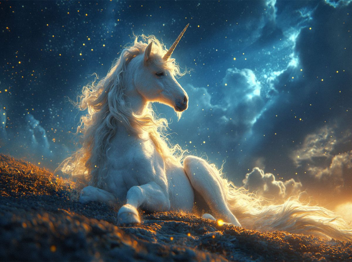 CALVENDO Puzzle CALVENDO Puzzle Anmut im Sternenlicht: Das weiße Einhorn auf der Nacht, 2000 Puzzleteile