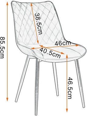 Woltu Esszimmerstuhl (4 St), Polsterstuhl Sessel mit Rückenlehne, Metallbeine