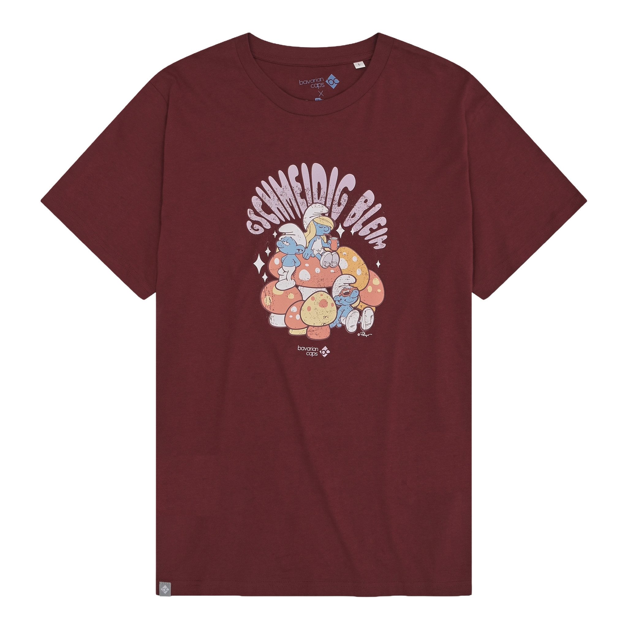 Bavarian Caps T-Shirt Bavarian Caps T-Shirt "Schlümpfe: Gschmeidig bleim" - dunkelrot (T-Shirt, T-Shirt)