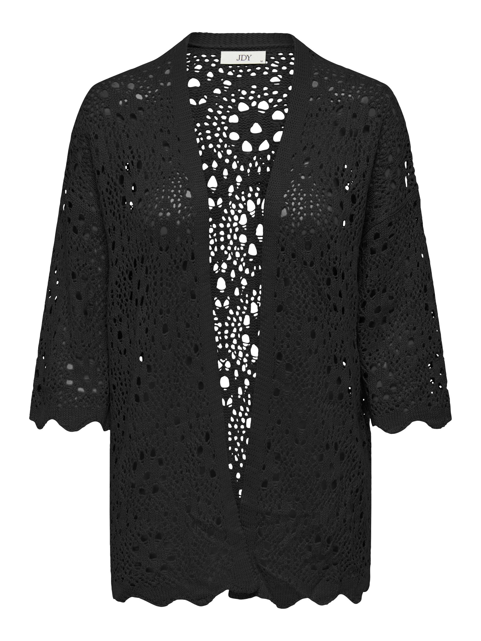 pieces Strickjacke JDY – Häkeljacke Damen 3/4 Arm – Offene Strickjacke mit V- Häckeldetails