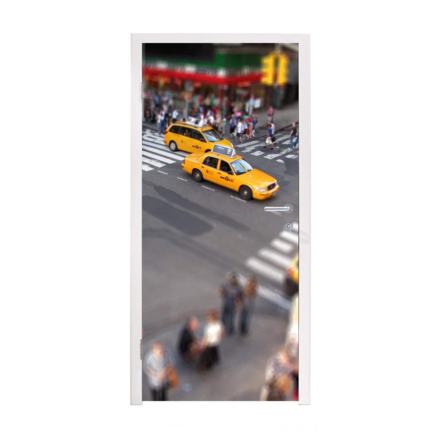 MuchoWow Türtapete New York - Amerika - Taxi, Matt, bedruckt, (1 St), Fototapete für Tür, Türaufkleber, 75x205 cm