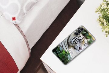 MuchoWow Handyhülle Tiger - Weiß - Sand, Phone Case, Handyhülle Samsung Galaxy S21 Plus, Silikon, Schutzhülle