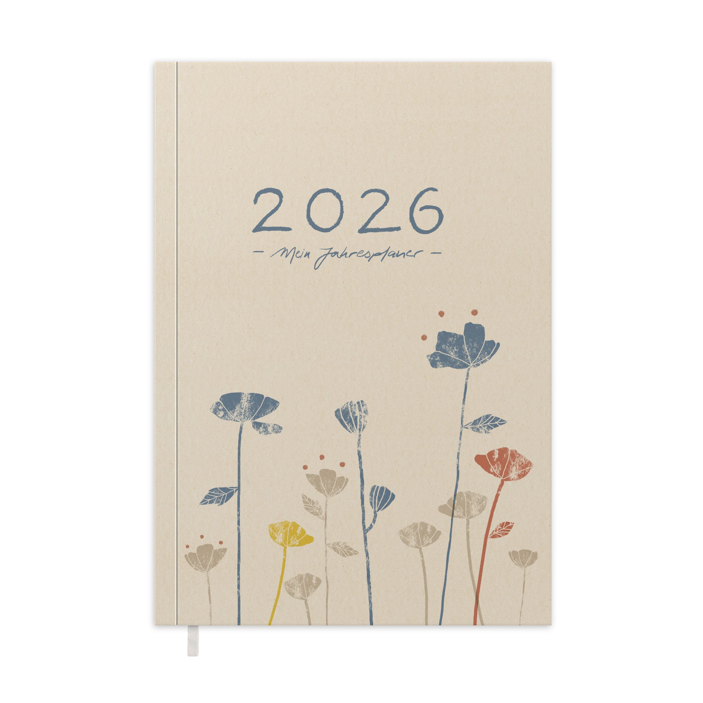 Eine der Guten Verlag Terminkalender Terminkalender Terminplaner 2026 - 365 gute Tage A5, Creme Blau, 1 Seite/ Tag, 408 S. FSC-Papier, Softcover, klimaneutral