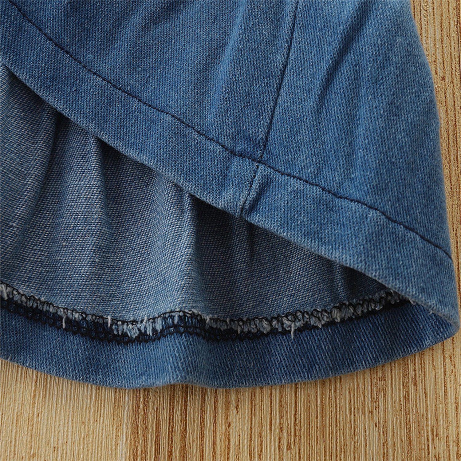 Kinder Kids (Gr. 92 -146) LAPA Sommerkleid A-Linien-Jeanskleid für Mädchen mit Lagen