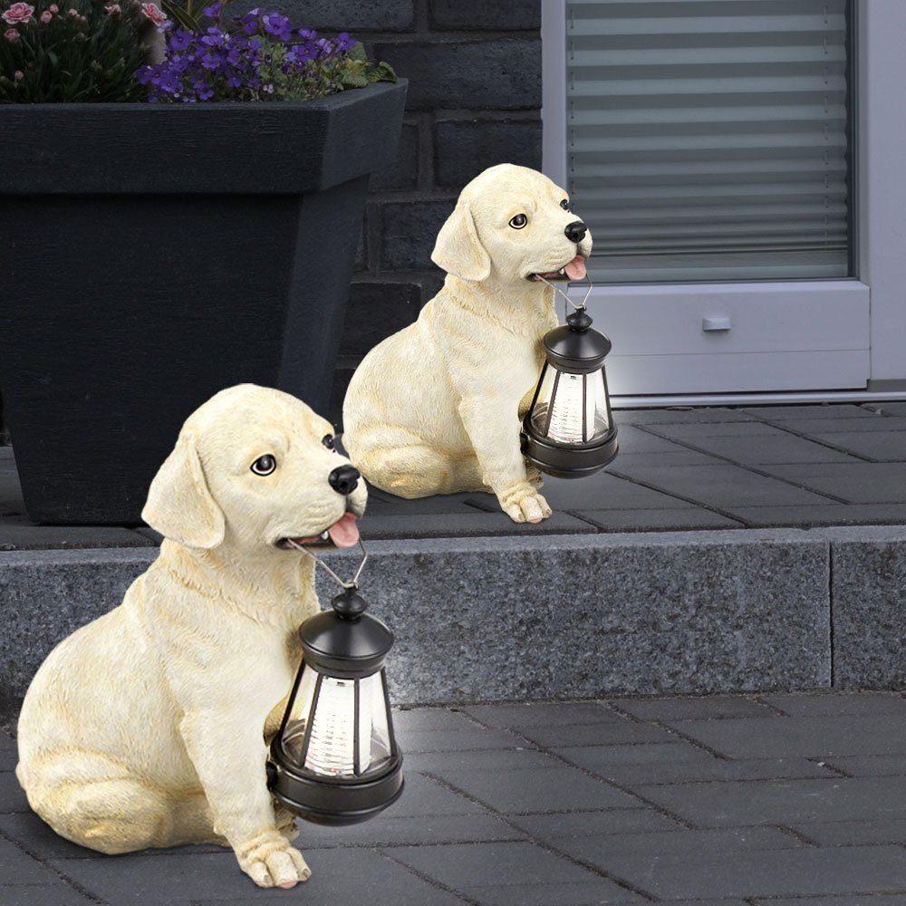 Dekofigur, etc-shop Solarleuchte LED Gartenlampe fest Hund, Akku Solarlampe Außenleuchte verbaut, LED-Leuchtmittel