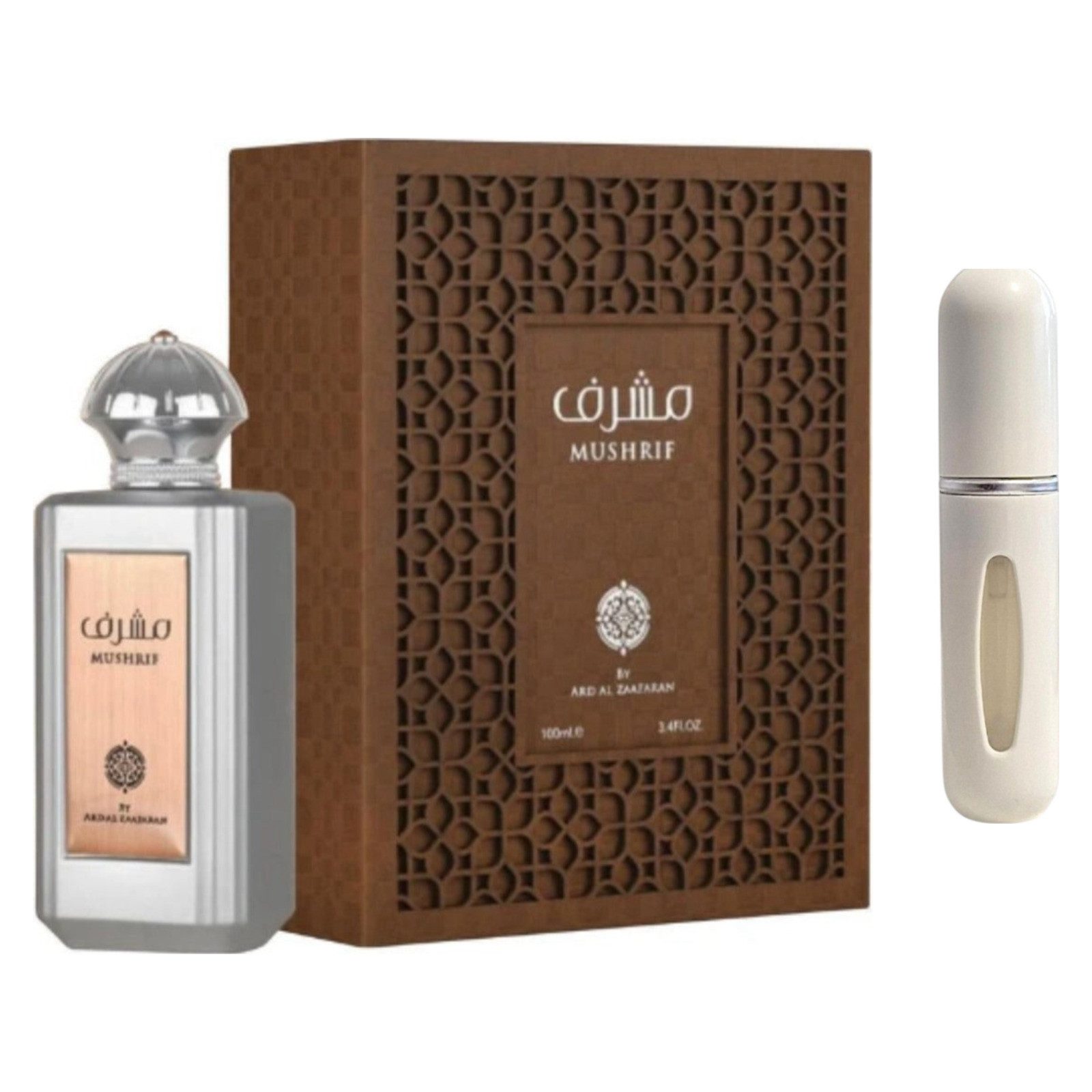 Ard Al Zaafaran Duft-Set Mushrif EDP – Orientalisch Blumig + Parfümzerstäuber (leer)