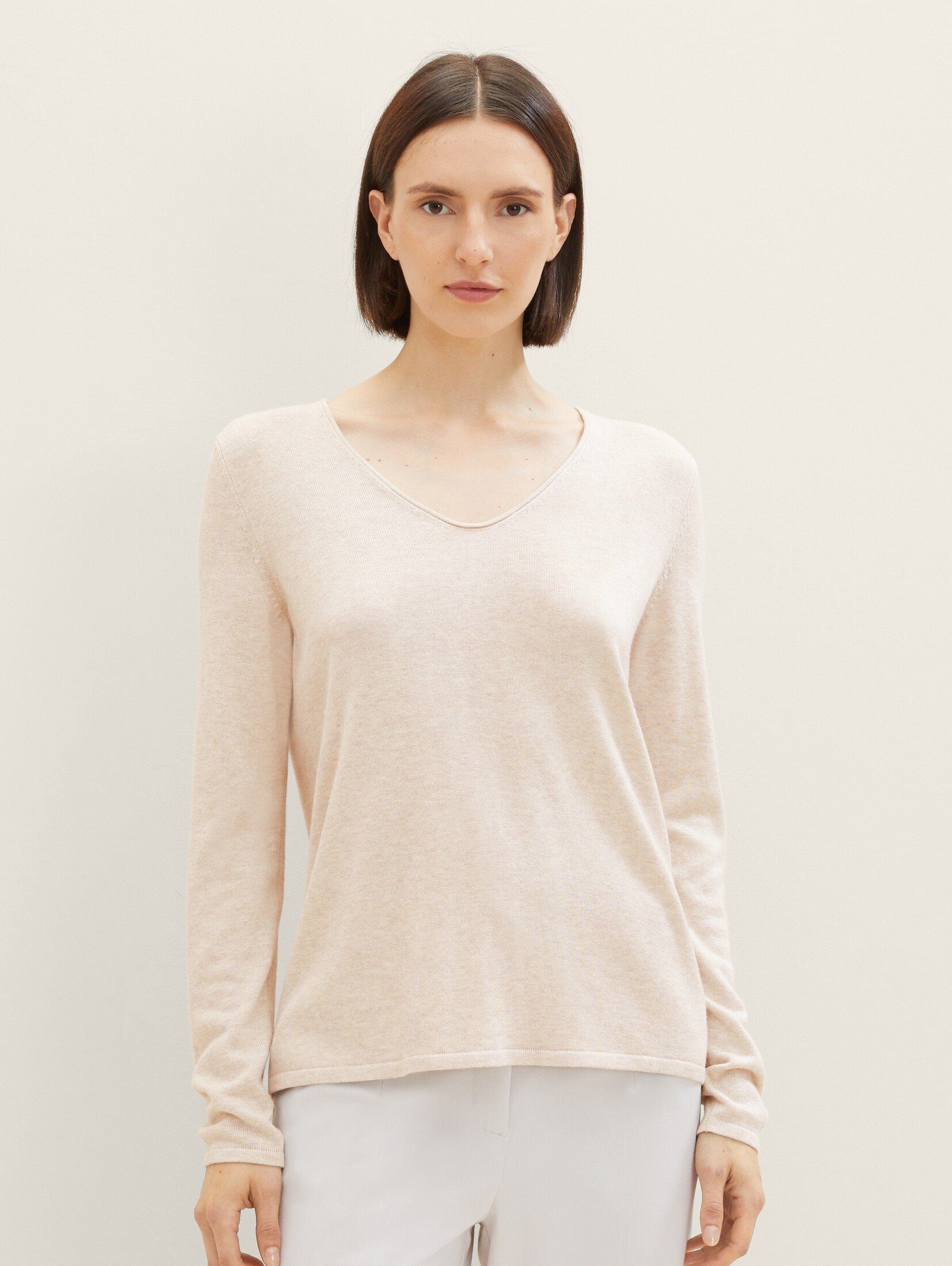 TOM TAILOR Strickpullover Strickpullover mit V-Ausschnitt günstig online kaufen