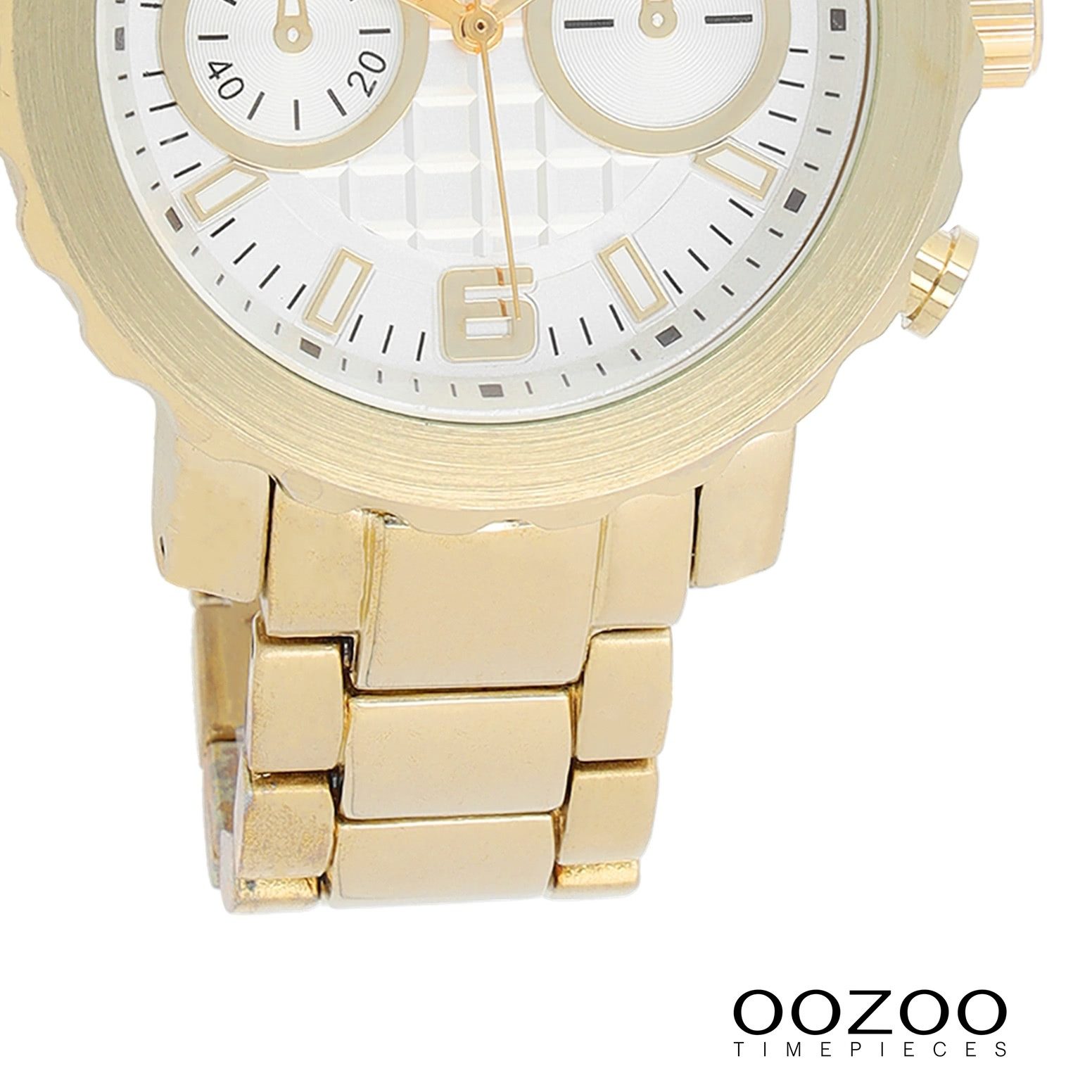 OOZOO Quarzuhr Oozoo Herren Armbanduhr Vintage Series, (Analoguhr), Herrenuhr rund, groß (ca. 40mm) Metallarmband gold