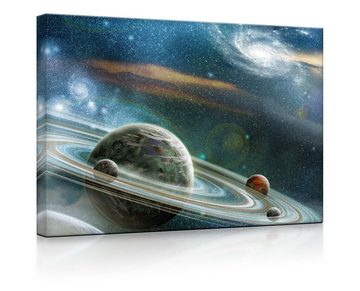 lightbox-multicolor LED-Bild Planet mit Ringsystem front lighted / 60x40cm, Leuchtbild mit Fernbedienung