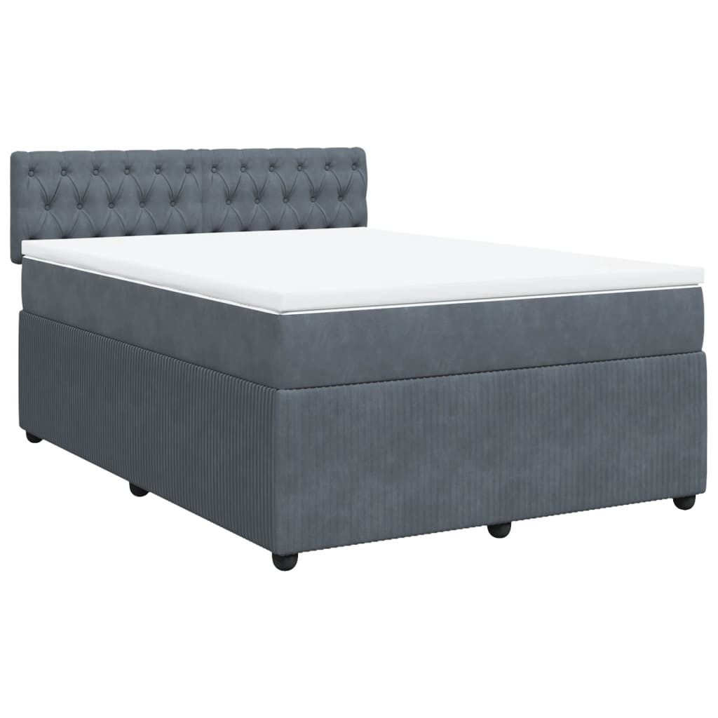 Bett Boxspringbett mit Matratze Dunkelgrau 160x200 cm Samt
