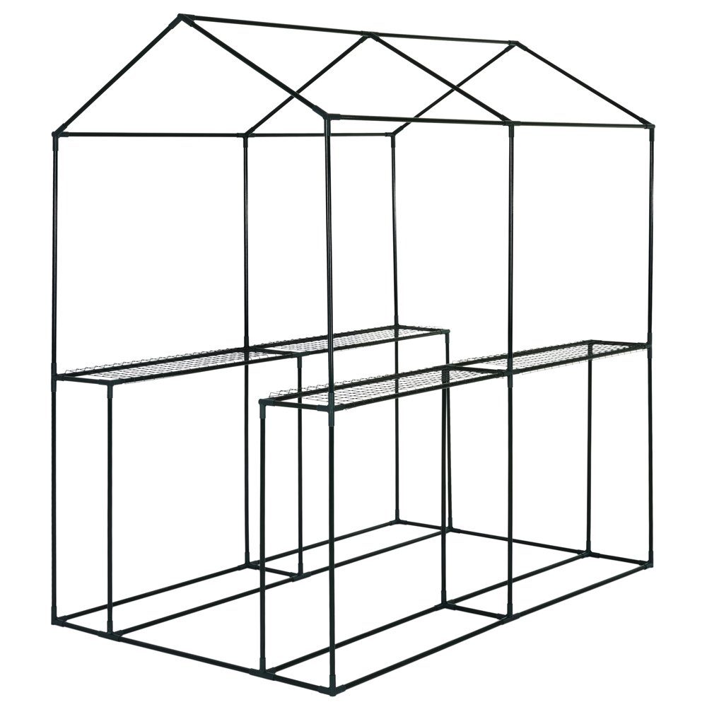 Gardebruk Gewächshaus, Foliengewächshaus 2,23m² 4 Ablagen aufrollbare Tür Treibhaus