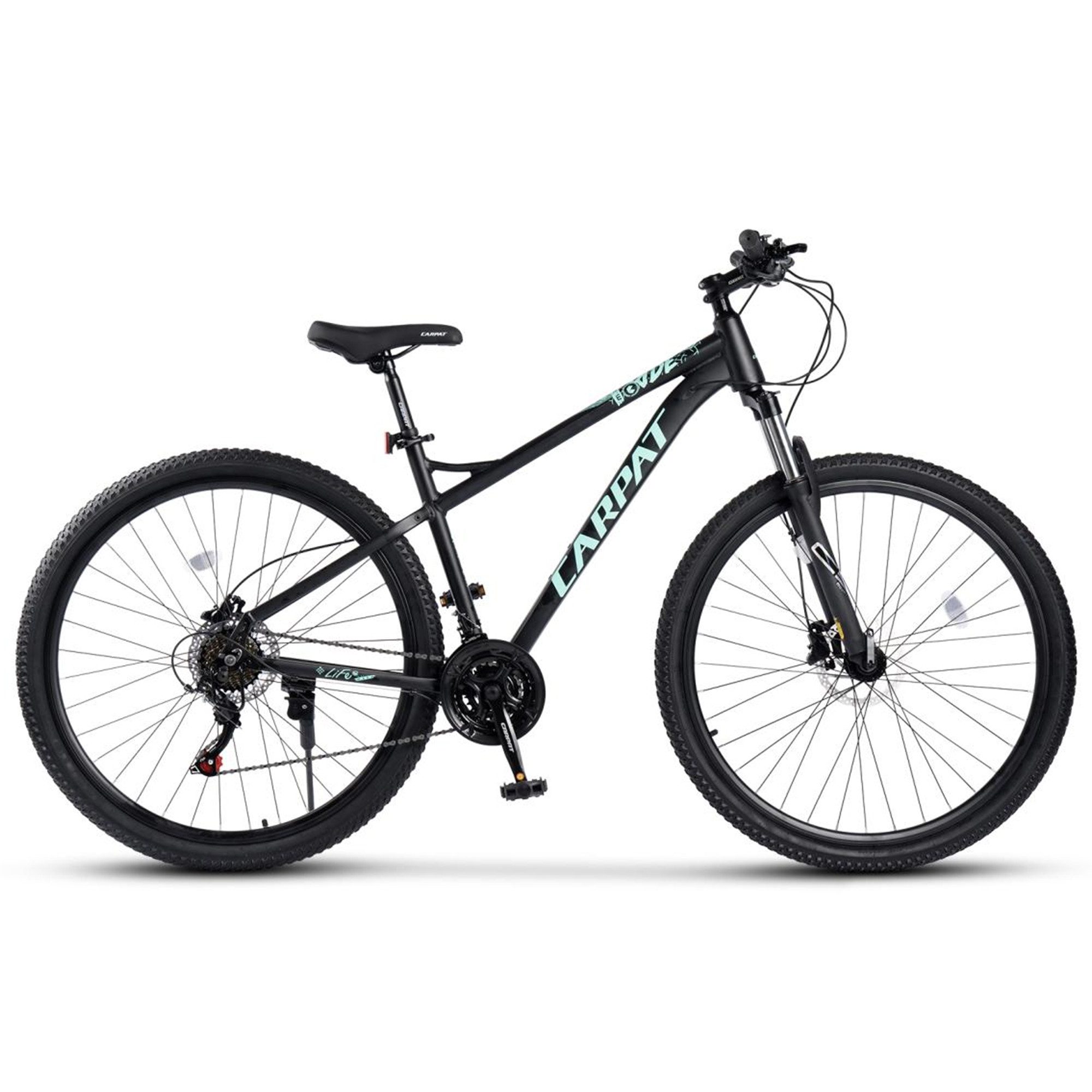 CARPAT SPORT Mountainbike 29 Zoll Fahrrad für Herren Damen Jungen, 21 Gang Shimano Tourney Schaltwerk, Kettenschaltung, Aluminium Rahmen, Jugendfahrrad MTB Hardtail Schnellverschlusssystem