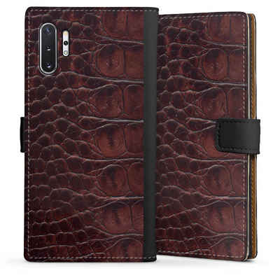 DeinDesign Handyhülle Krokodil Leder Animalprint Croco dark brown, Samsung Galaxy Note 10 Plus Hülle Handy Flip Case Wallet Cover