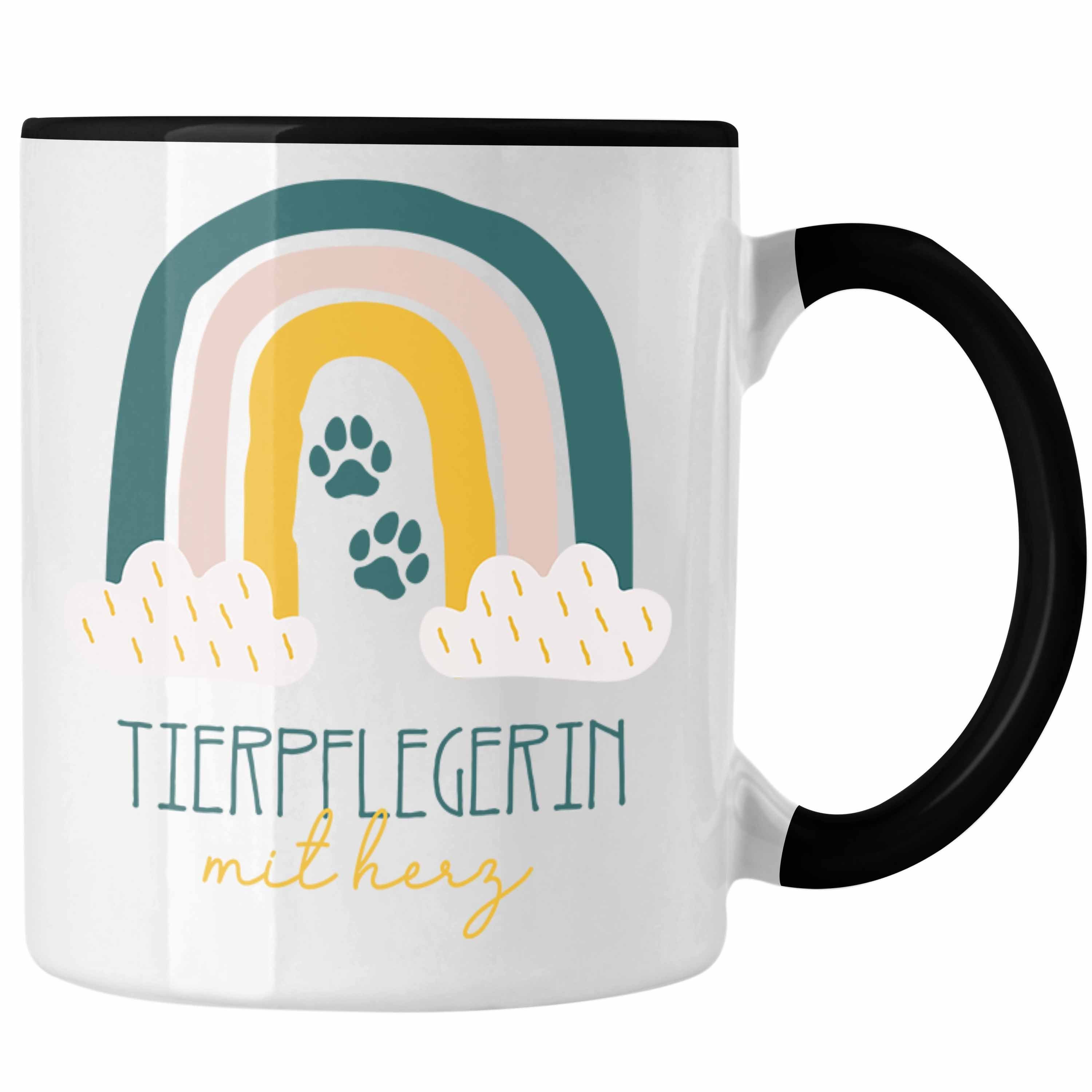 Trendation Tasse Tierpflegerin Tasse Geschenk Danke Kaffeetassse Geschenkidee für Tier Schwarz