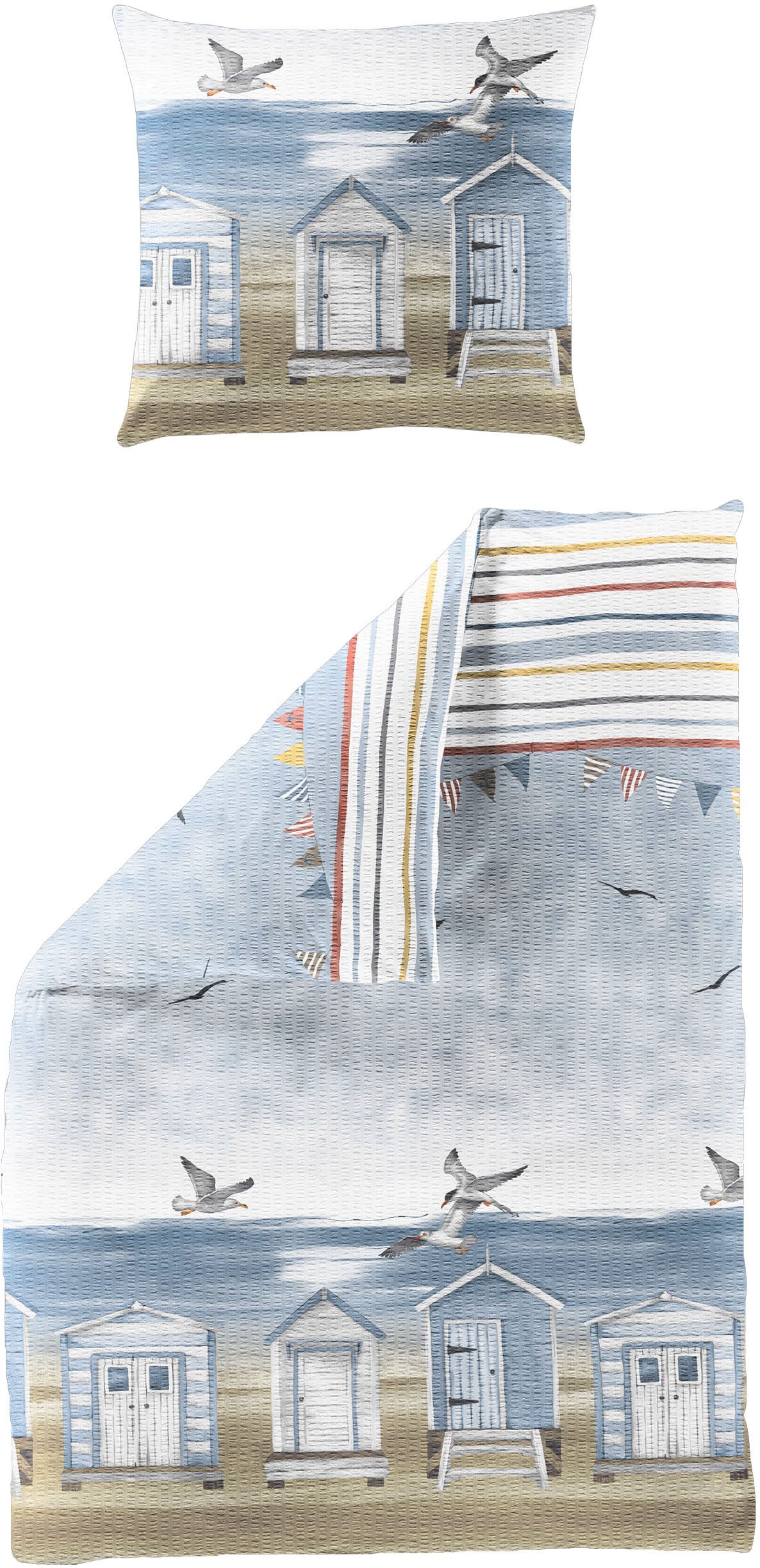 BIERBAUM Bettwäsche Bettwäsche 4083, Seersucker, 2 teilig, Seersucker, 100 % Baumwolle, pflegeleicht, bügelfrei, kühlend