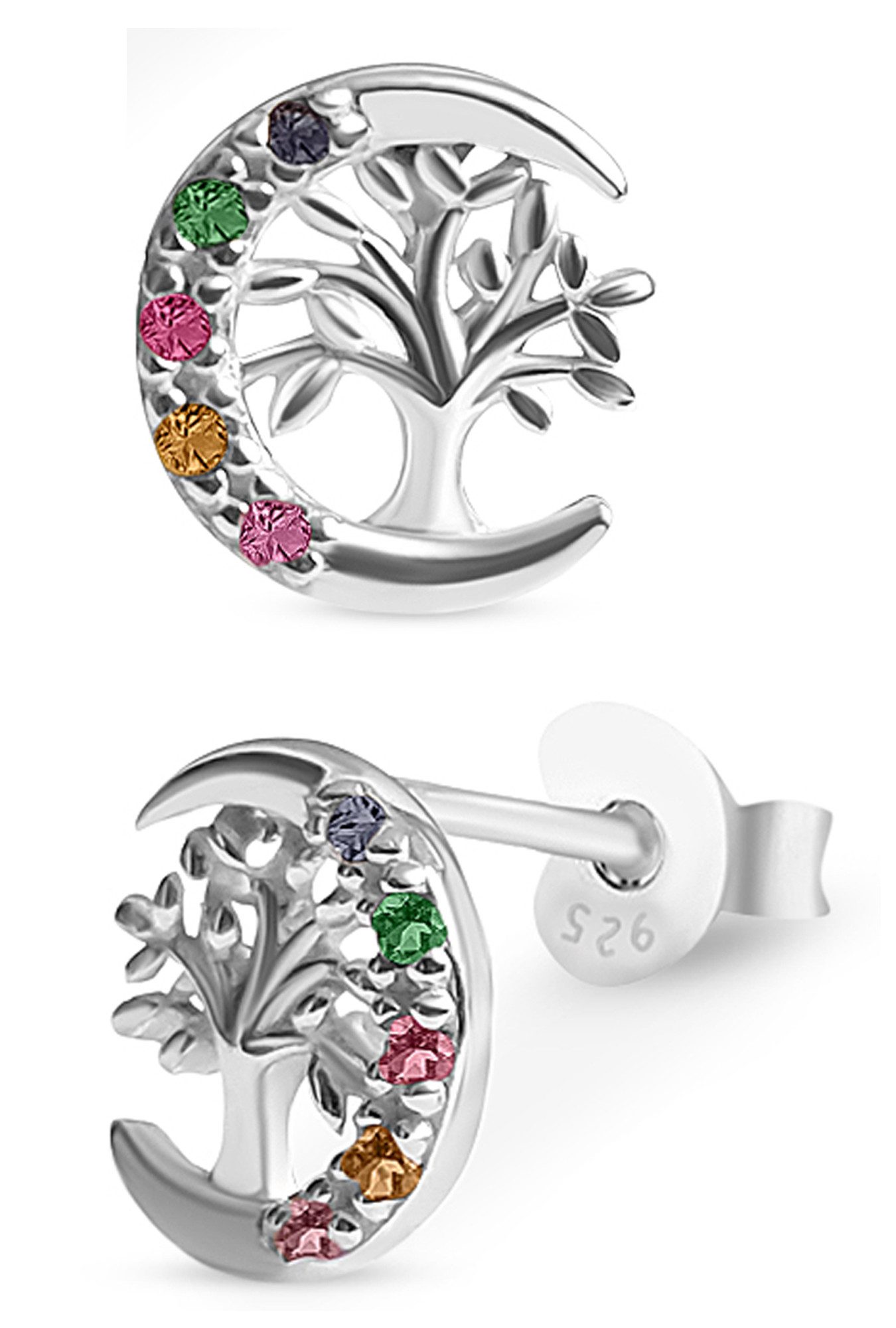 Limana Paar Ohrstecker Ohrringe 925 Sterling Silber Lebensbaum Baum des Lebens (inkl. Herz Geschenkdose), Idee Geschenk für Frauen Kinder Mädchen Damen Ehefrau Freundin Mutter