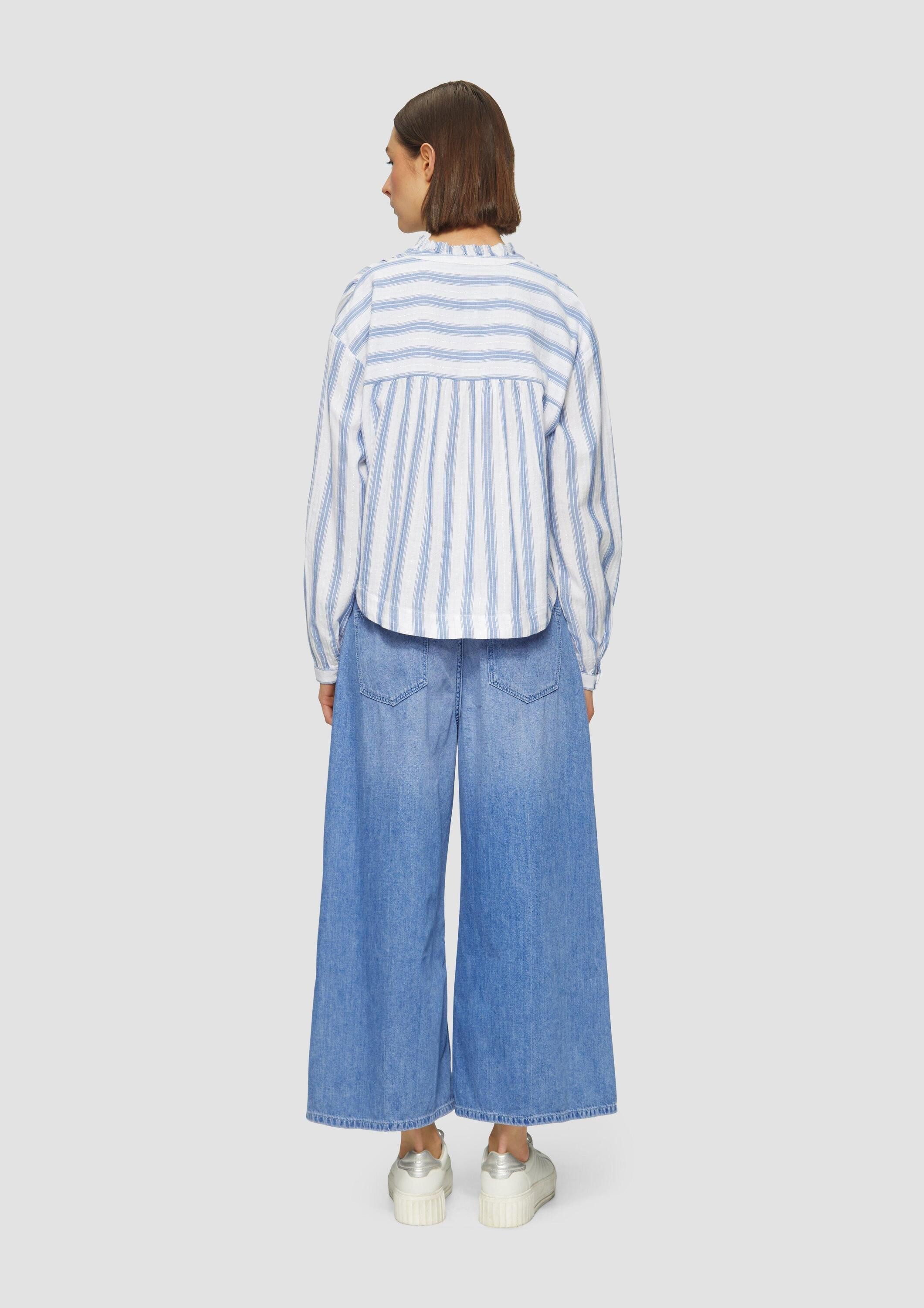 s.Oliver Langarmbluse Bluse Bluse mit Rüschen und Glitzergarn