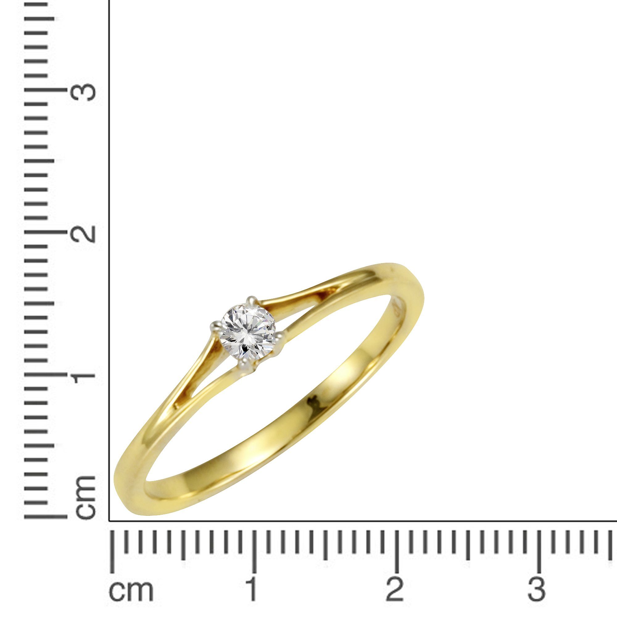 585 by 0,10ct. Diamonds Ellen Gold Brillant K. Fingerring zweifarbig