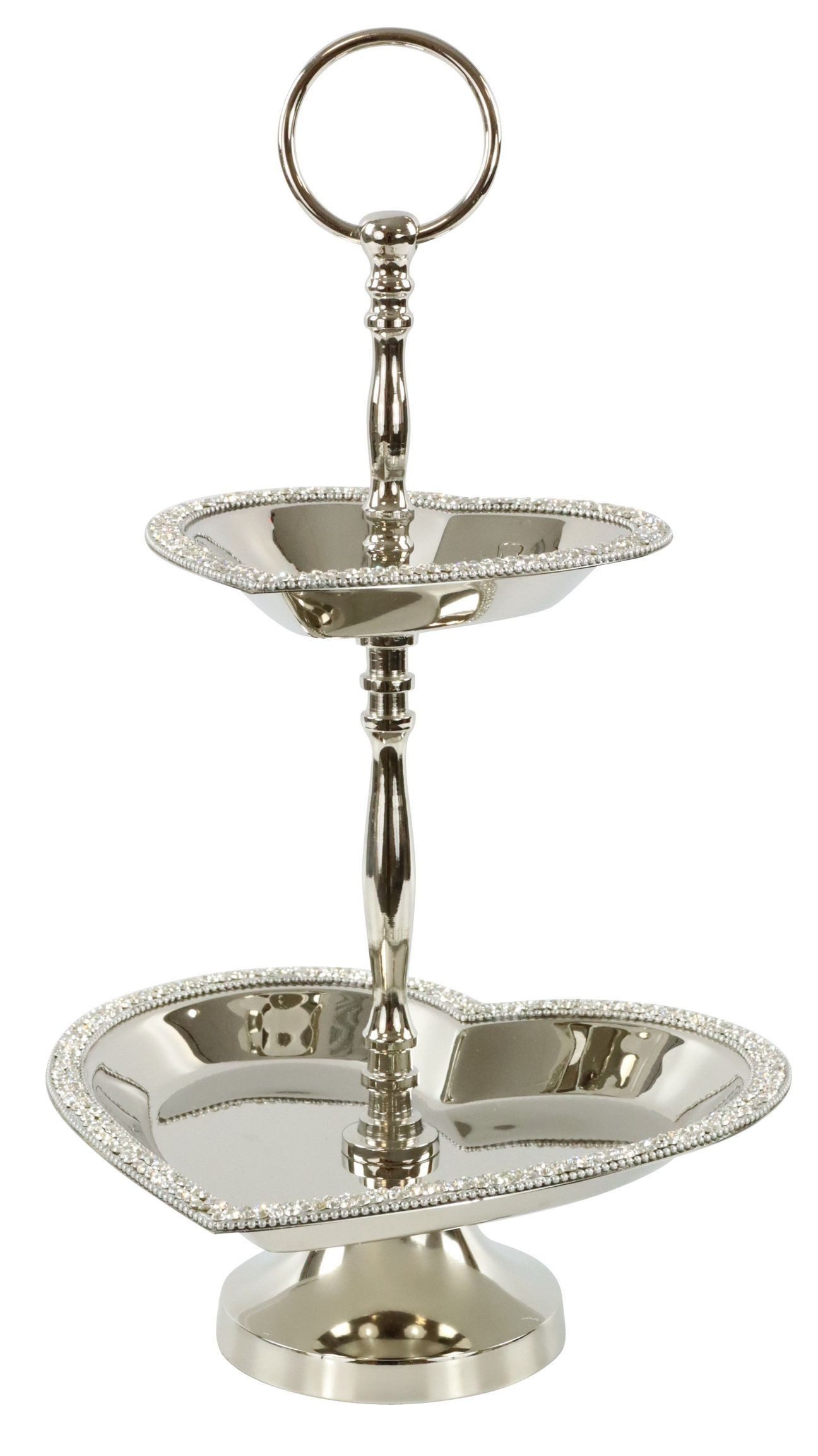 FURNARO Etagere, Eisen vernickelt, Strass, in Herzform mit Strassrand aus vernickelten Eisen ca. 35cm